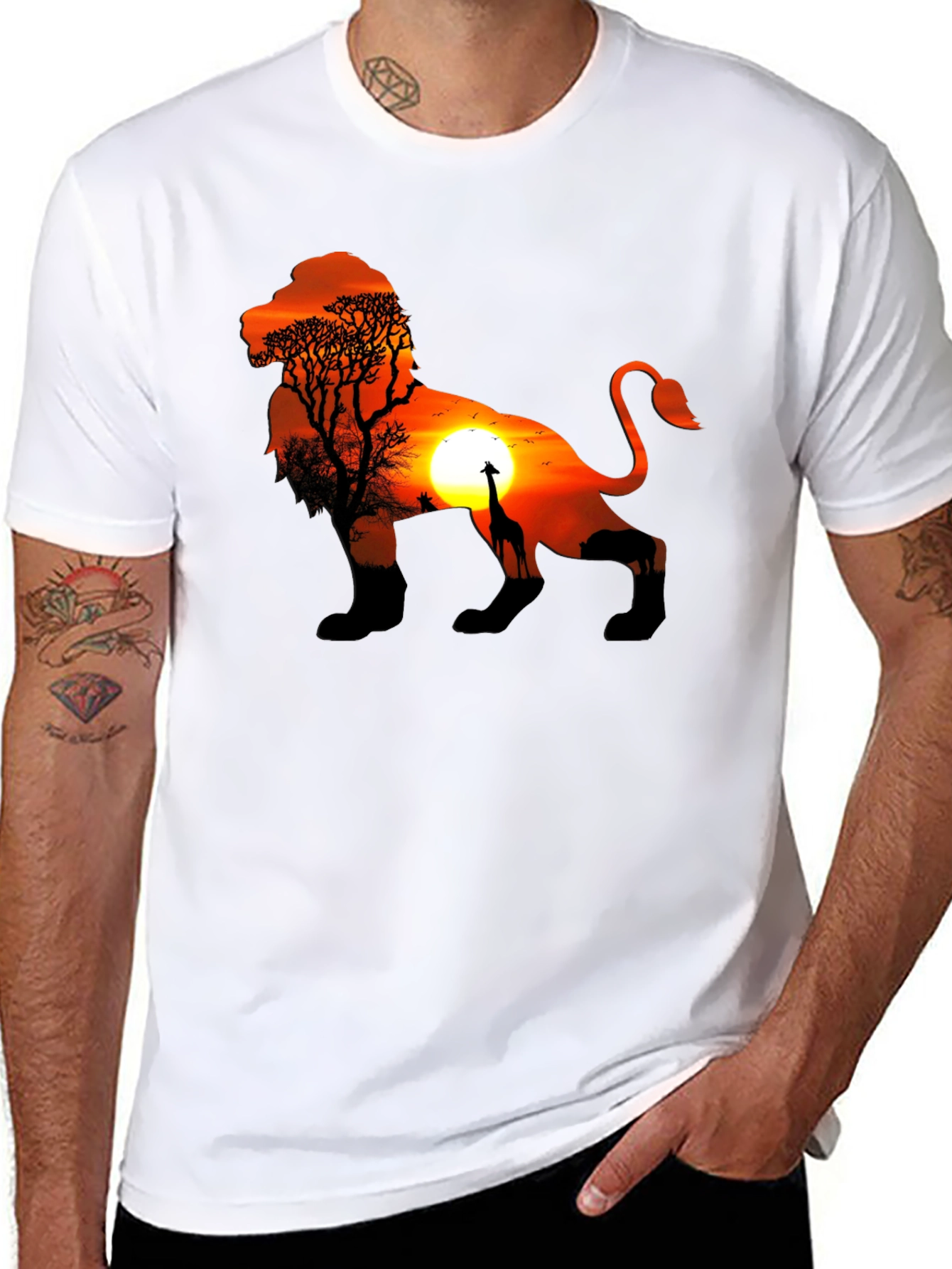 Lion Sunset Graphic Tee - Unique Design