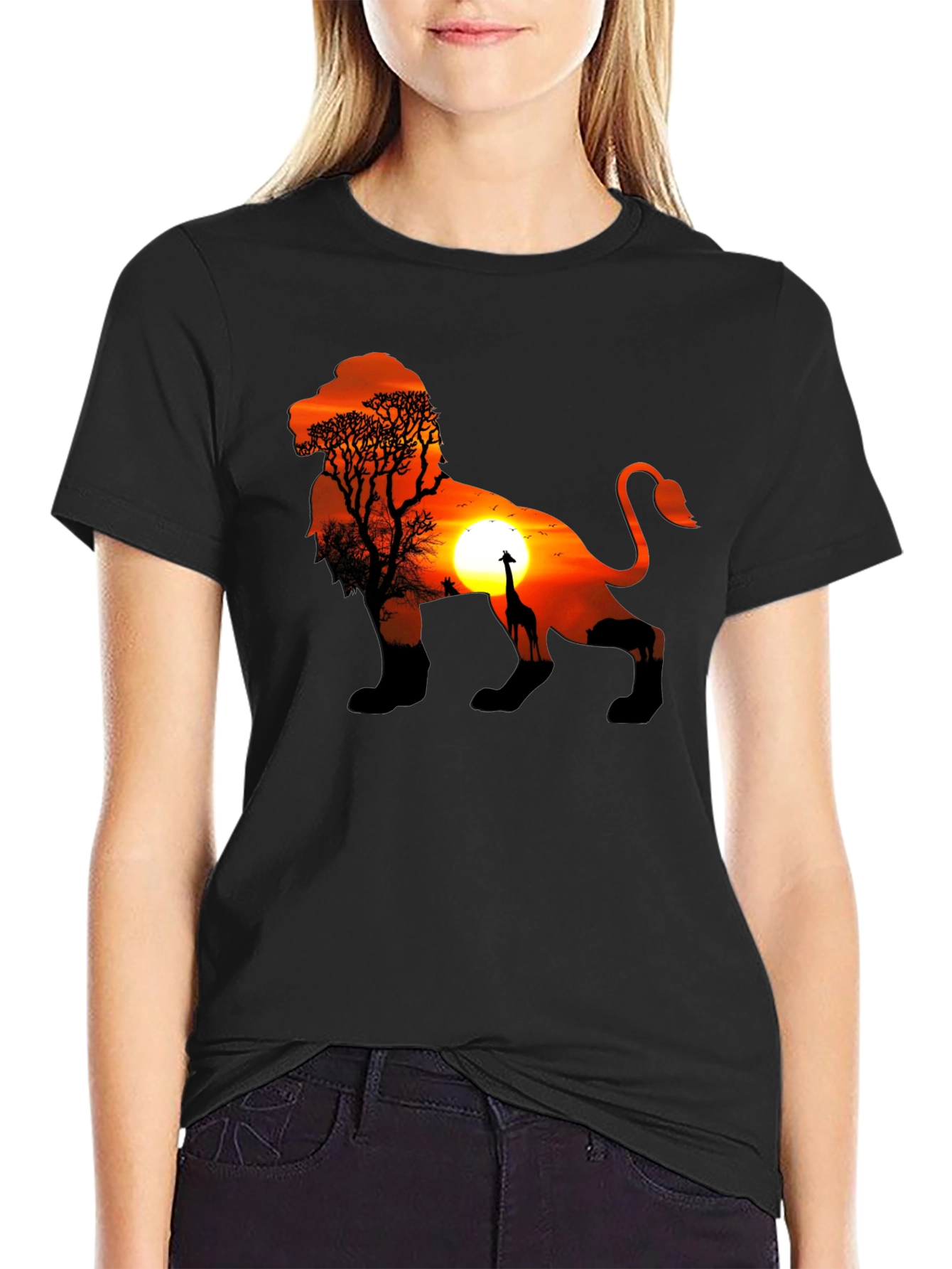 Lion Sunset Graphic Tee - Unique Design