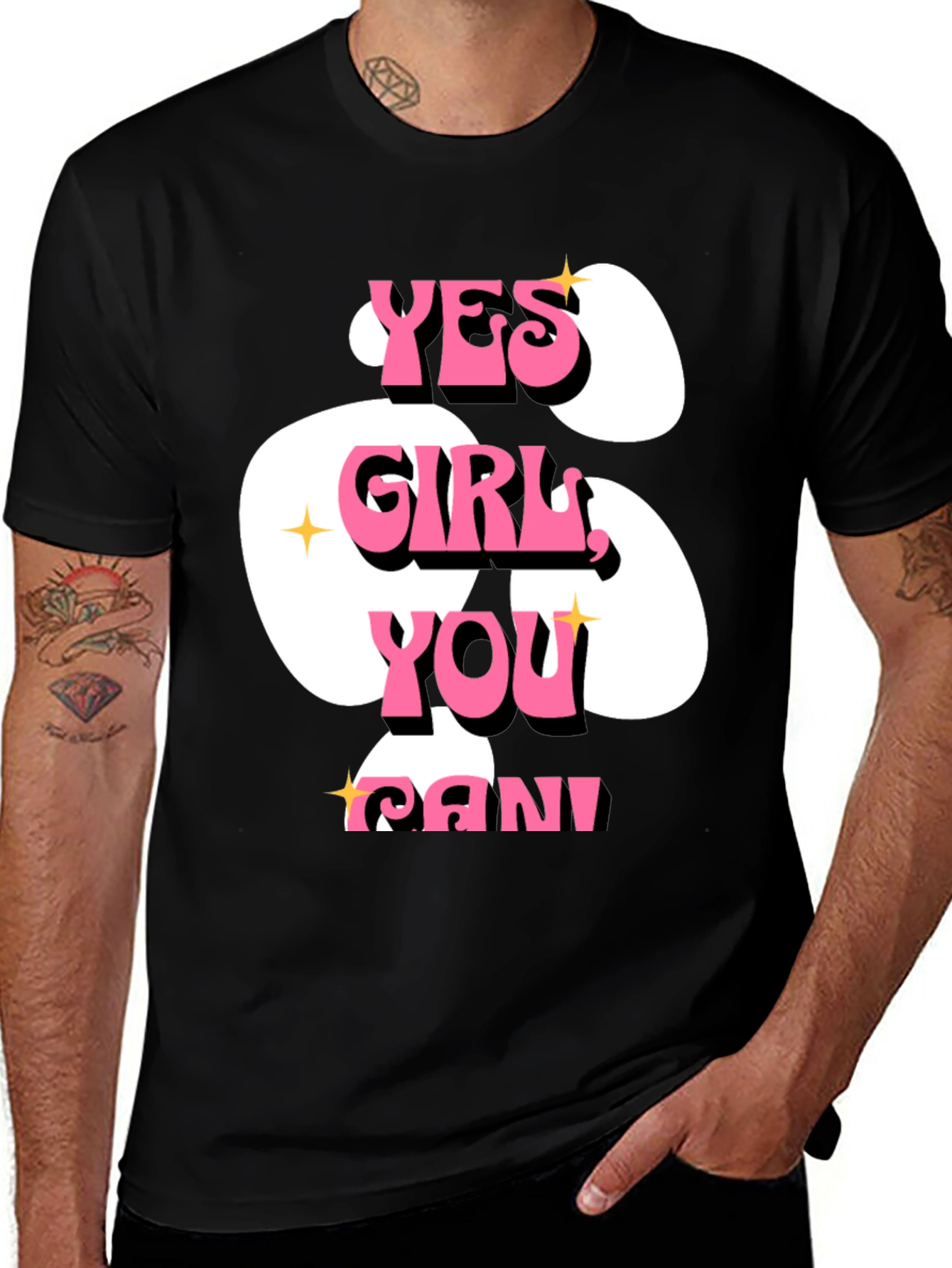Yes Girl You Can! Graphic T-Shirt - Black