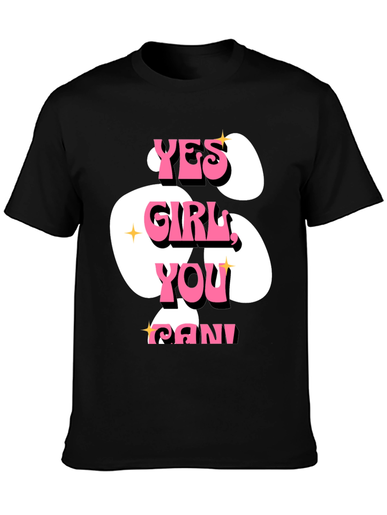 Yes Girl You Can! Graphic T-Shirt - Black