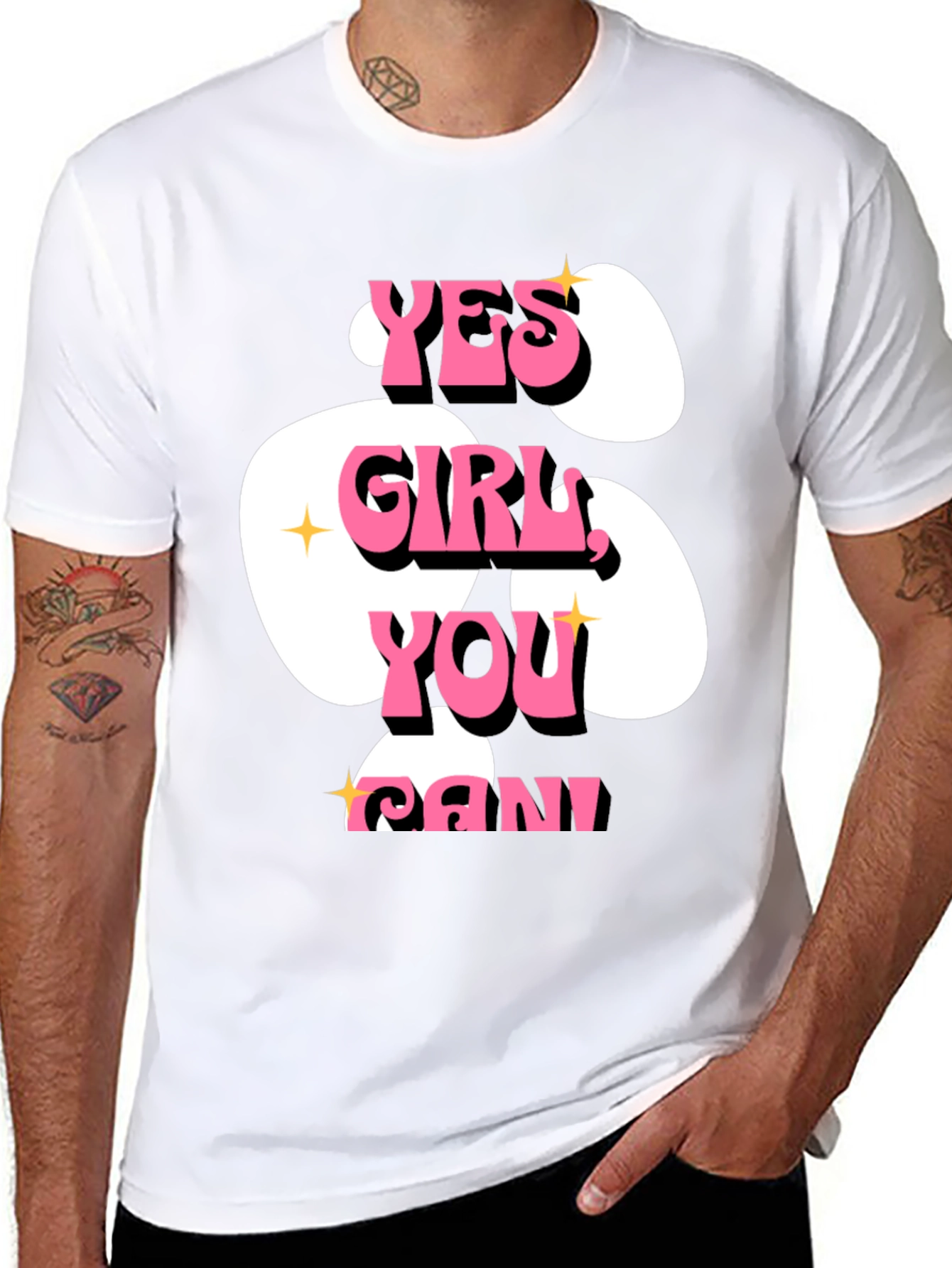 Yes Girl You Can! Graphic T-Shirt - Black