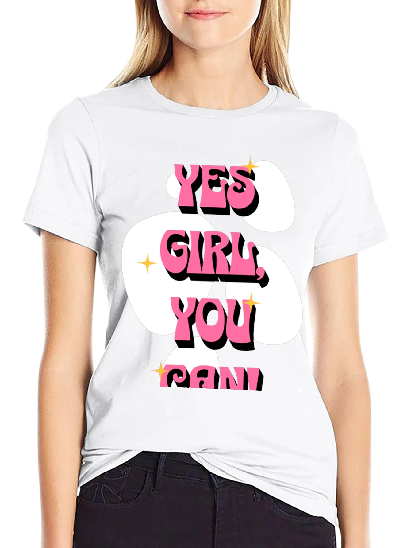 Yes Girl You Can! Graphic T-Shirt - Black