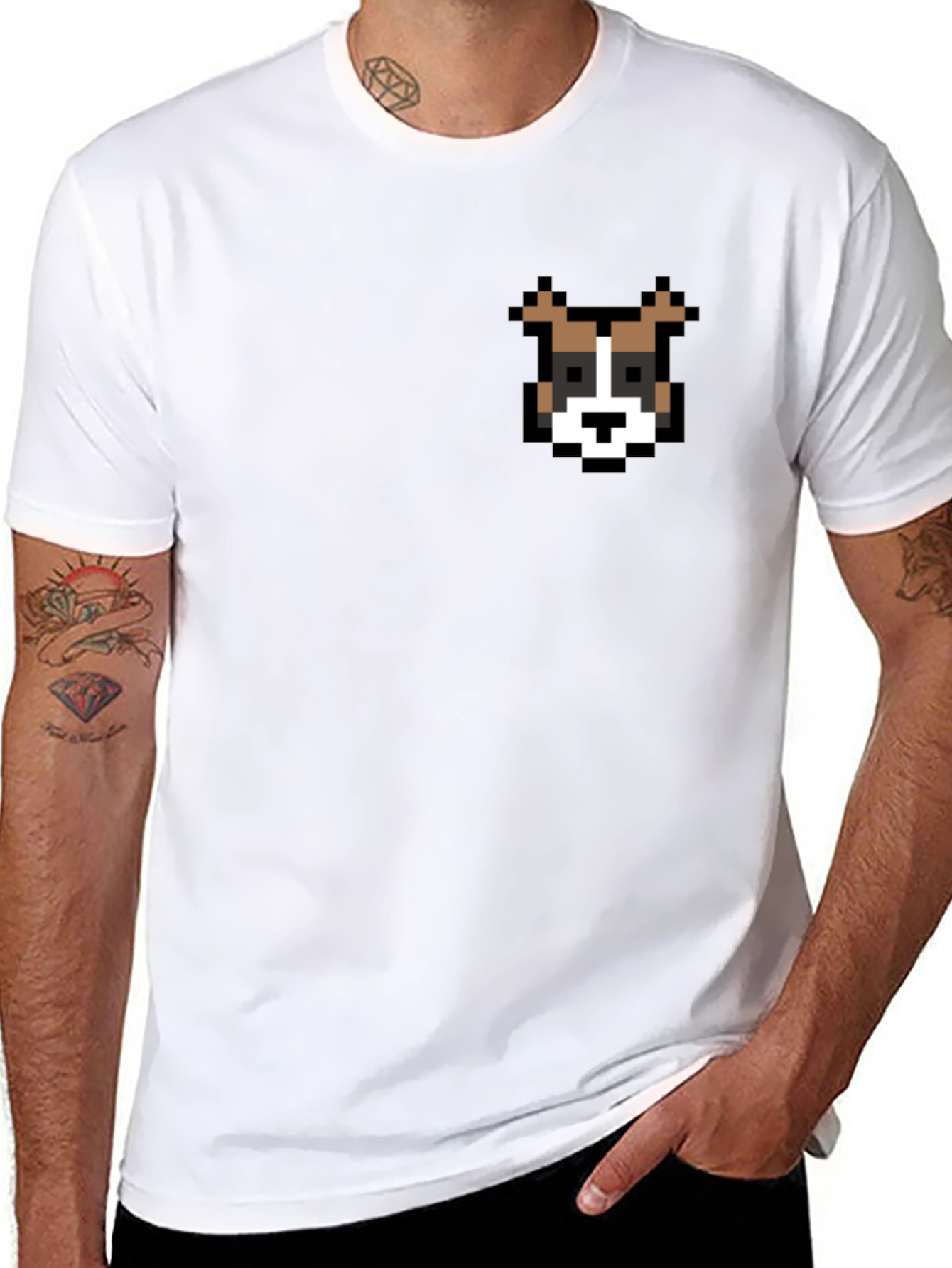 Pixelated Dog Graphic Black T-Shirt