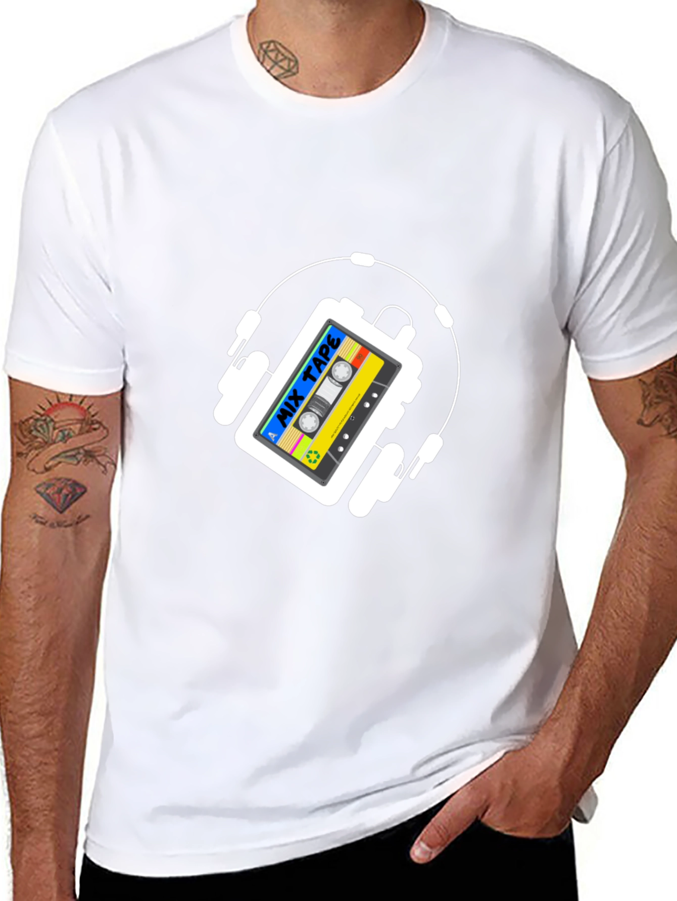 Retro Mix Tape Headphones Graphic T-Shirt