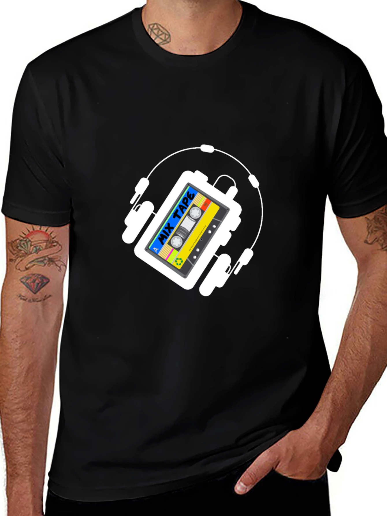 Retro Mix Tape Headphones Graphic T-Shirt