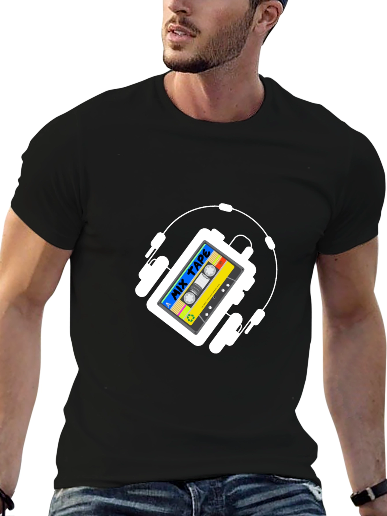 Retro Mix Tape Headphones Graphic T-Shirt
