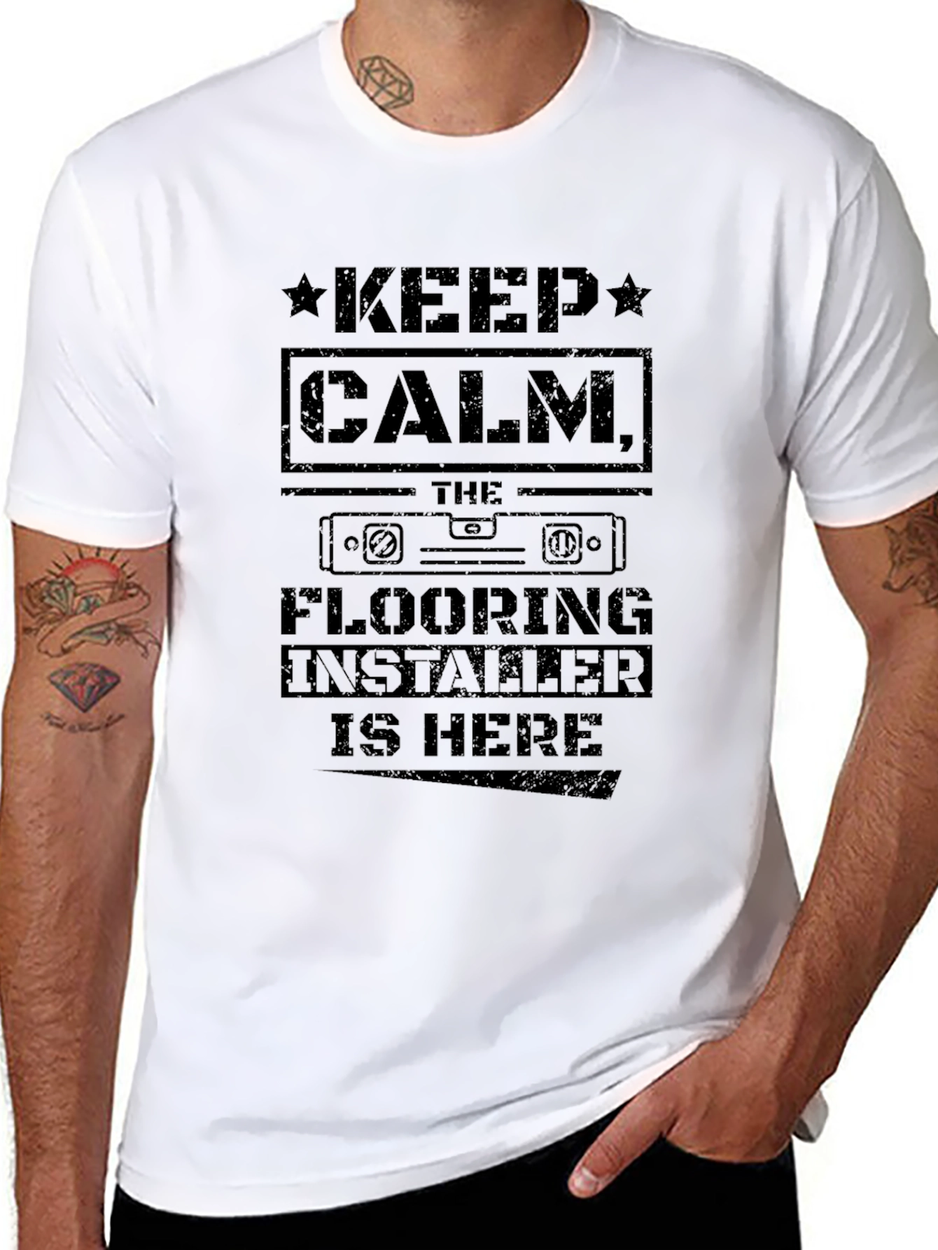 Flooring Installer Keep Calm Black T-Shirt