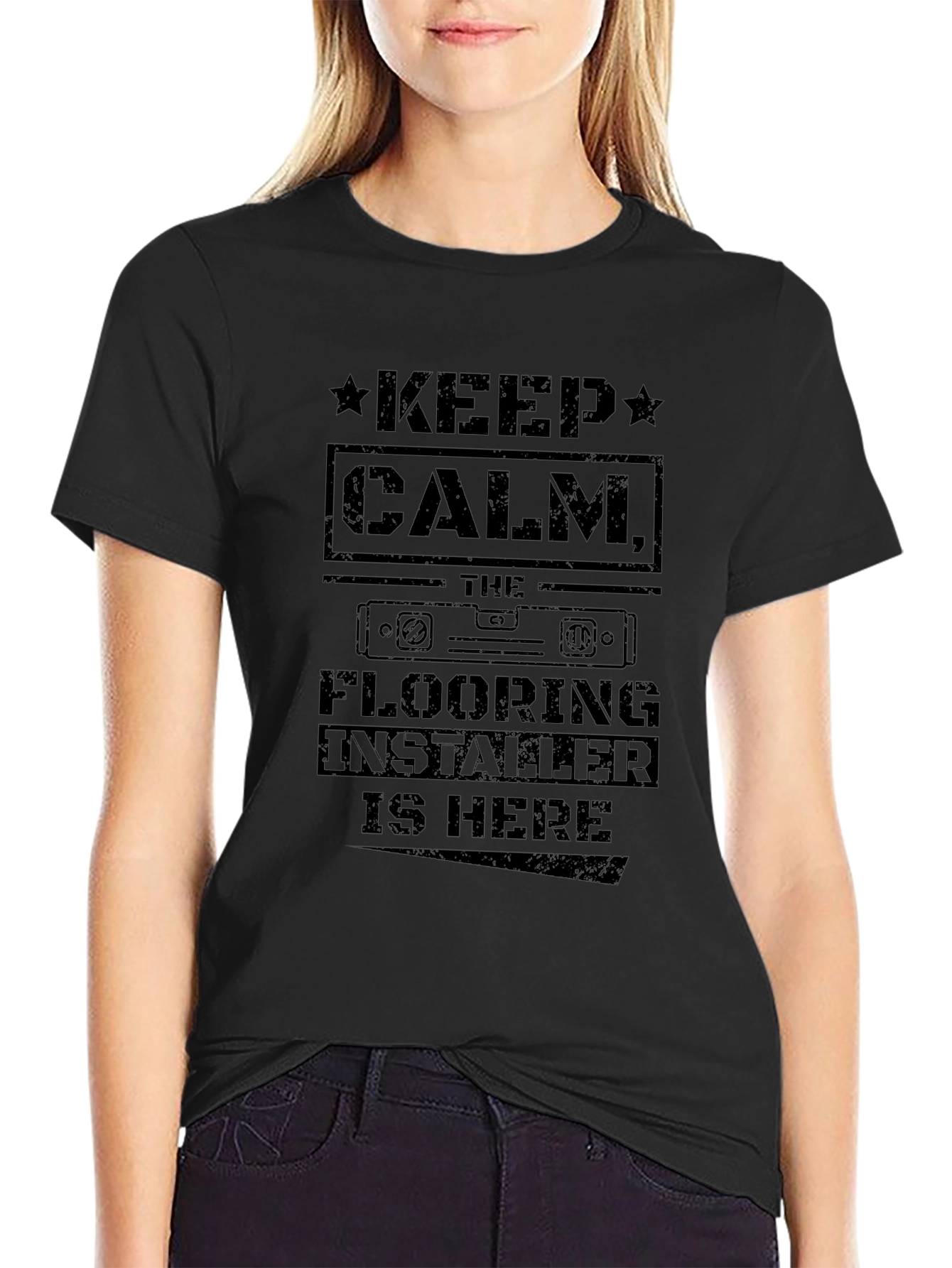 Flooring Installer Keep Calm Black T-Shirt