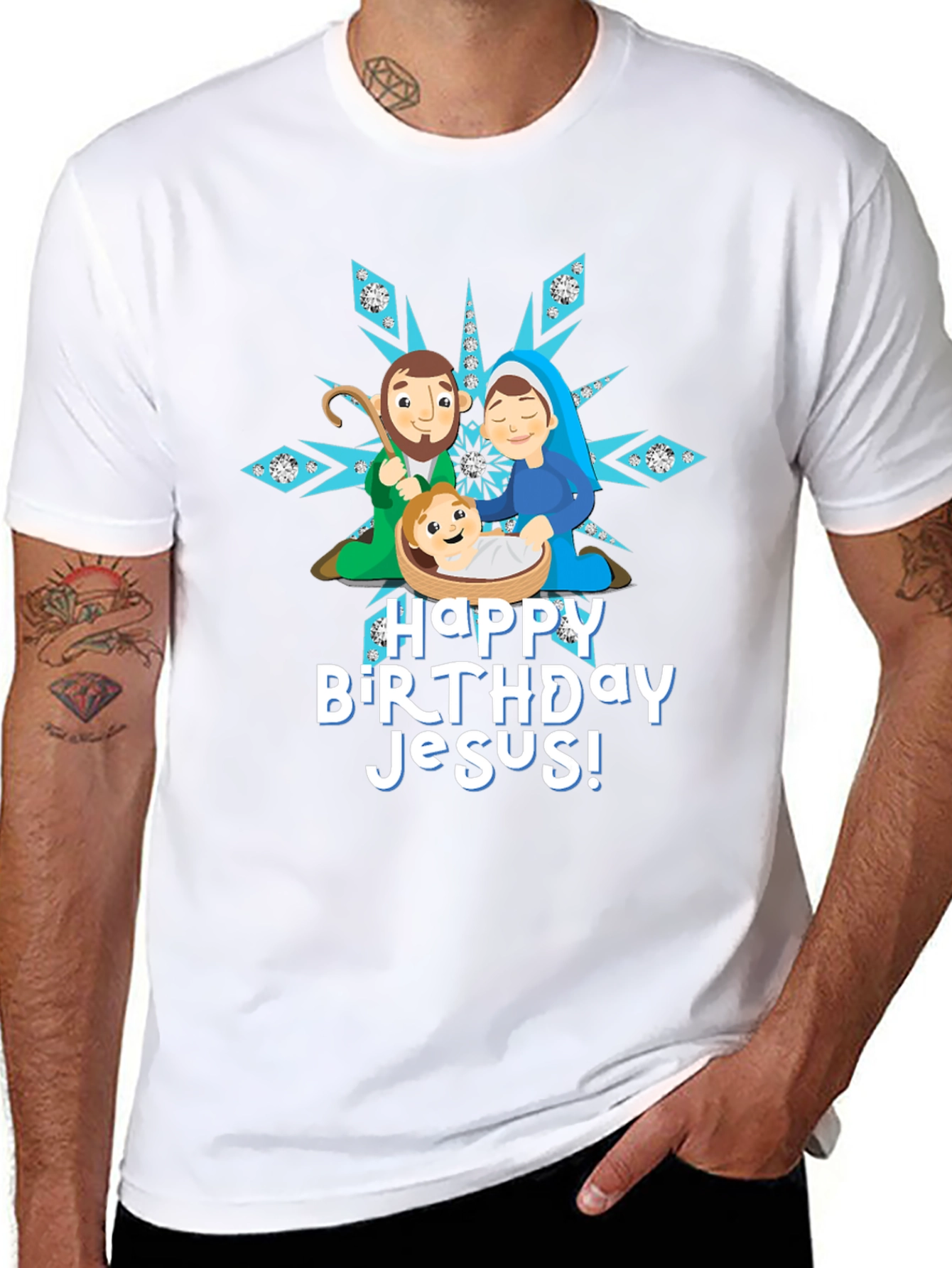 Happy Birthday Jesus Nativity Scene Christmas T-Shirt