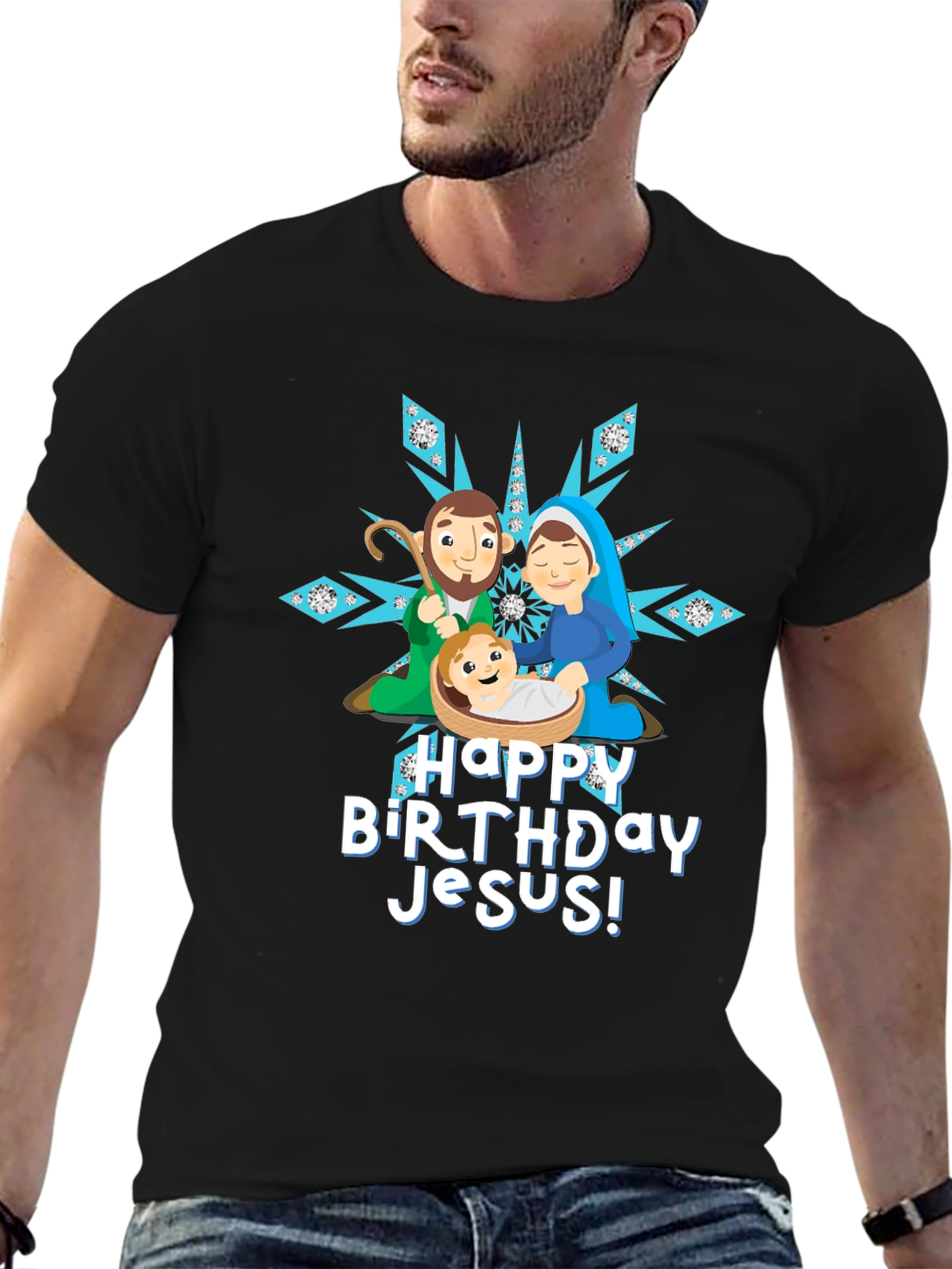 Happy Birthday Jesus Nativity Scene Christmas T-Shirt