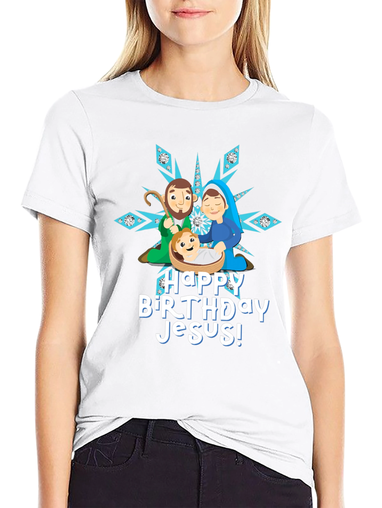 Happy Birthday Jesus Nativity Scene Christmas T-Shirt