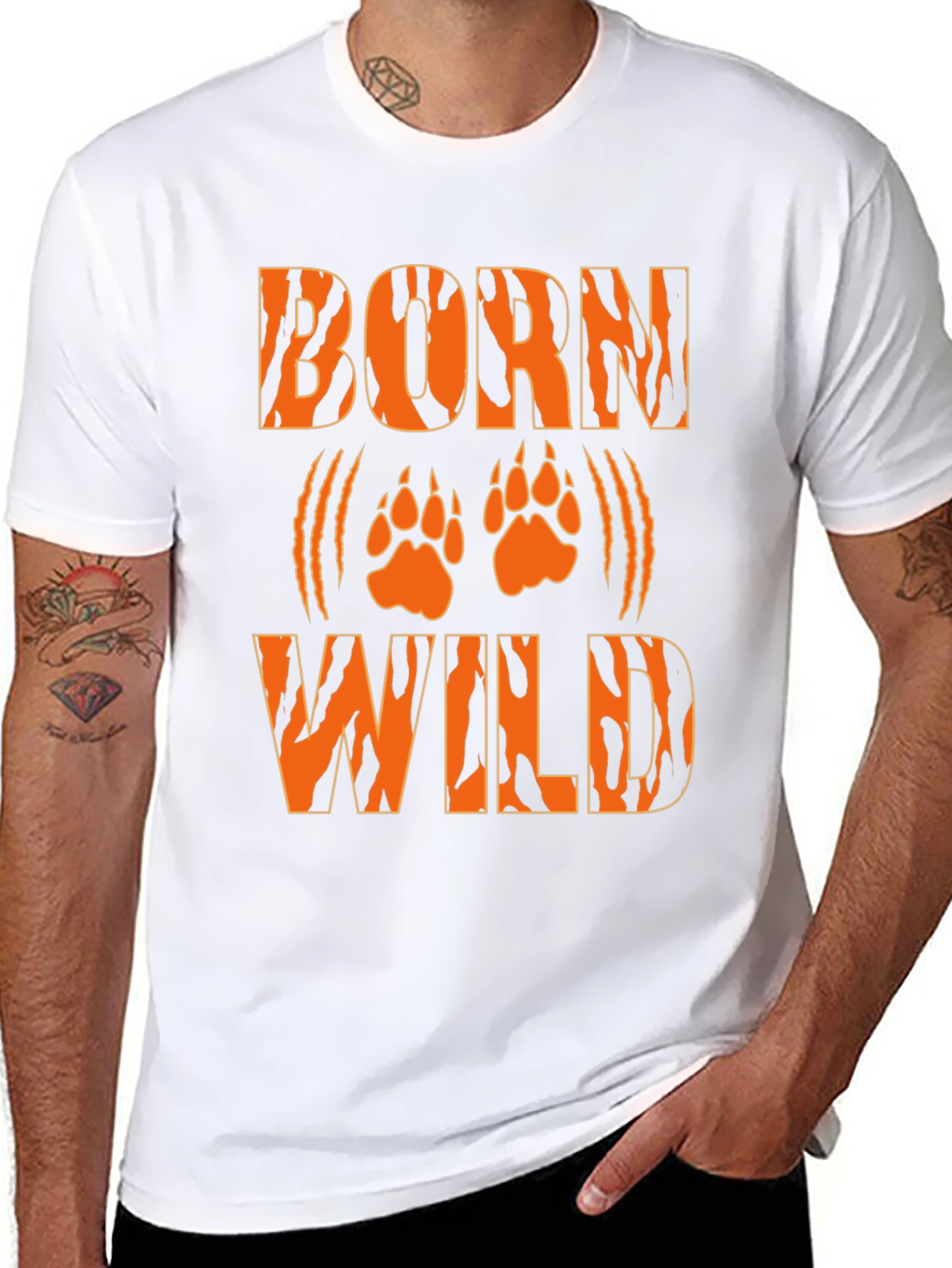 Born Wild Tiger Print Black T-Shirt