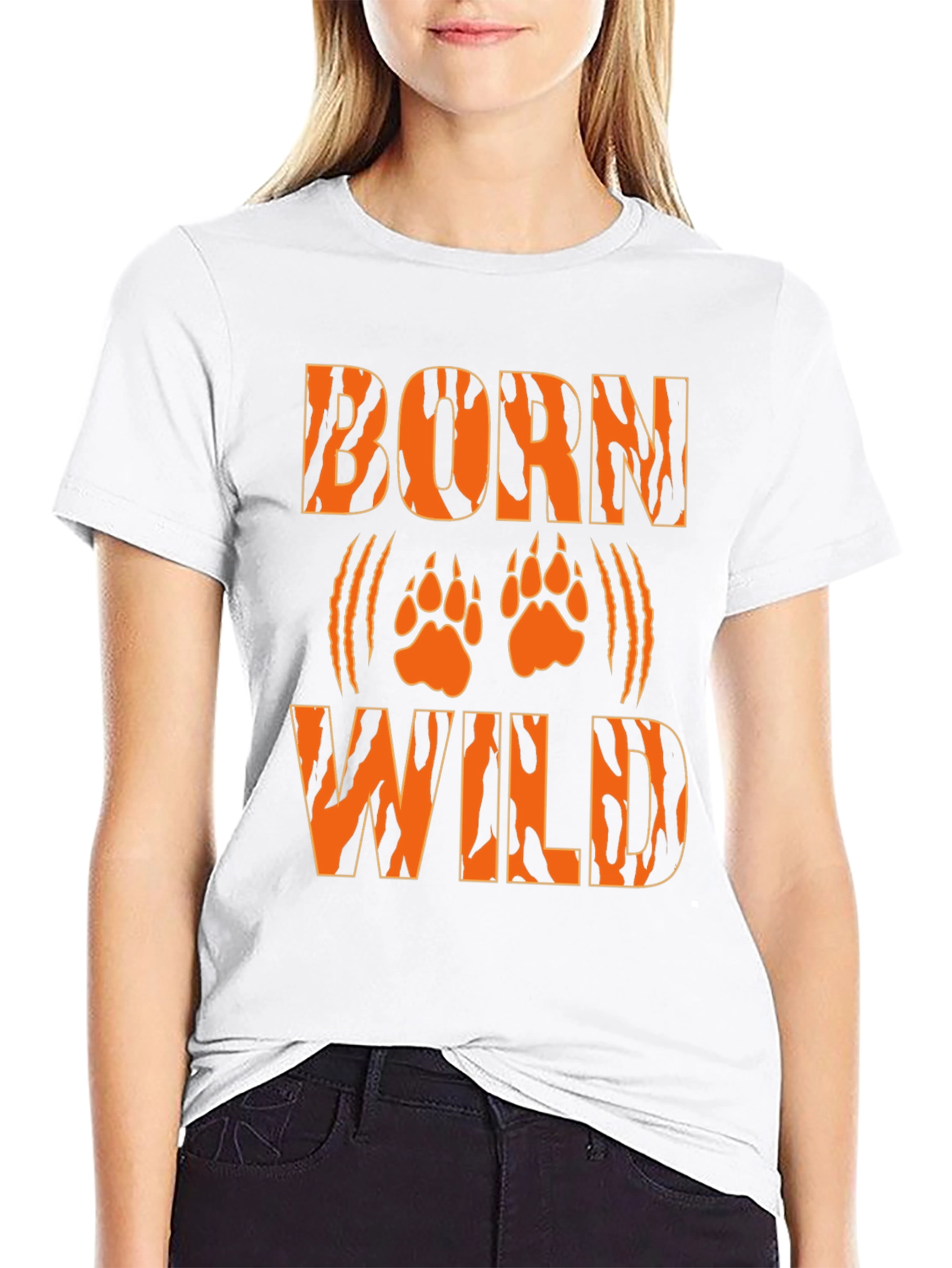 Born Wild Tiger Print Black T-Shirt