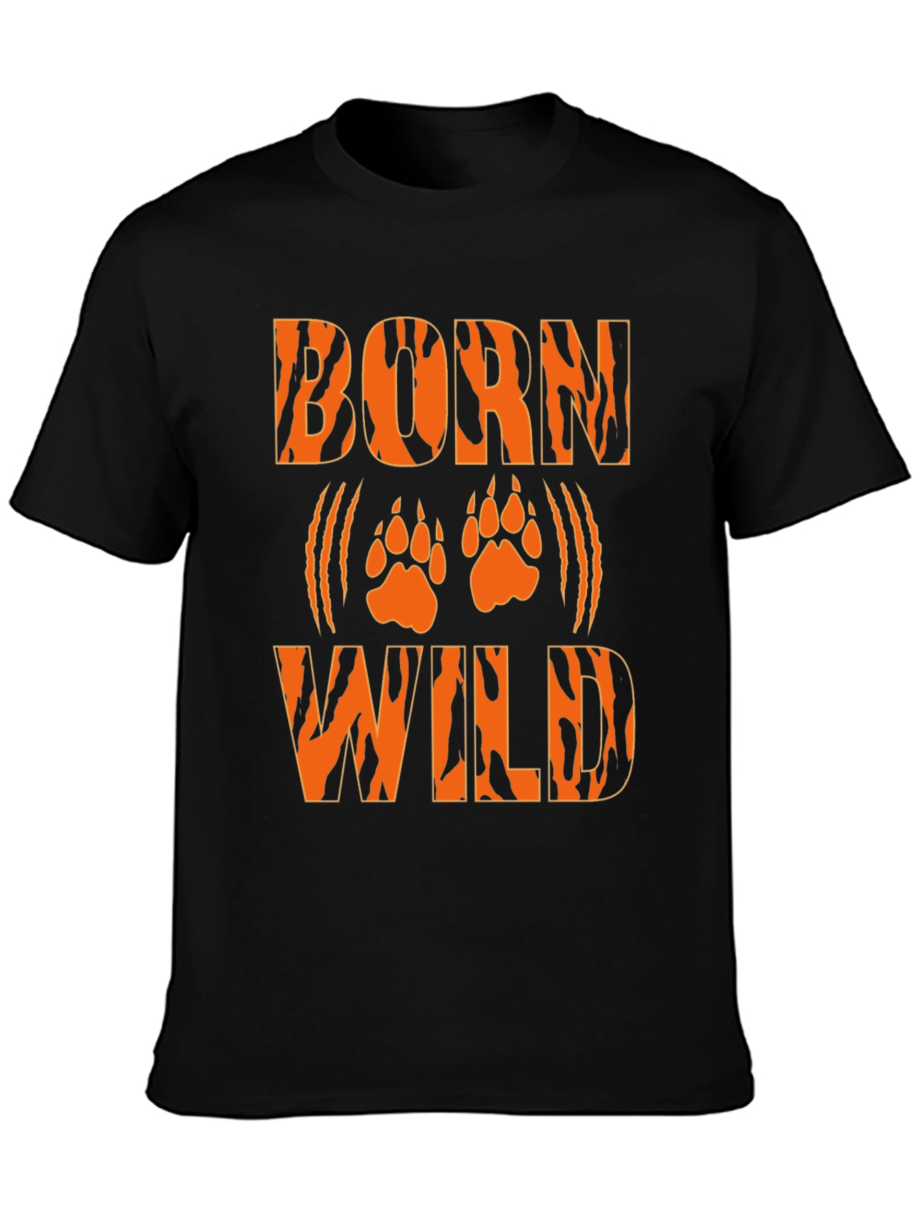 Born Wild Tiger Print Black T-Shirt