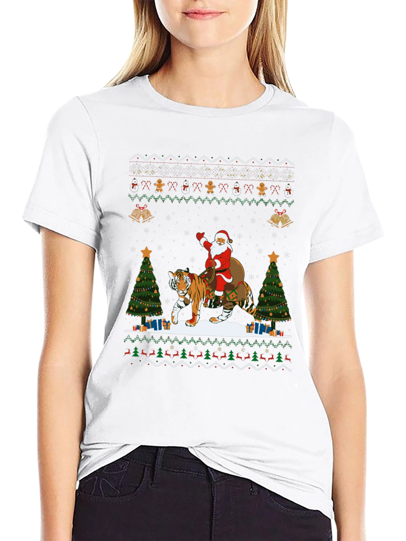 Santa Tiger Christmas Sweater T-Shirt