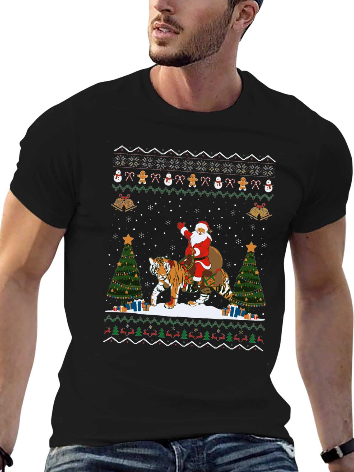 Santa Tiger Christmas Sweater T-Shirt