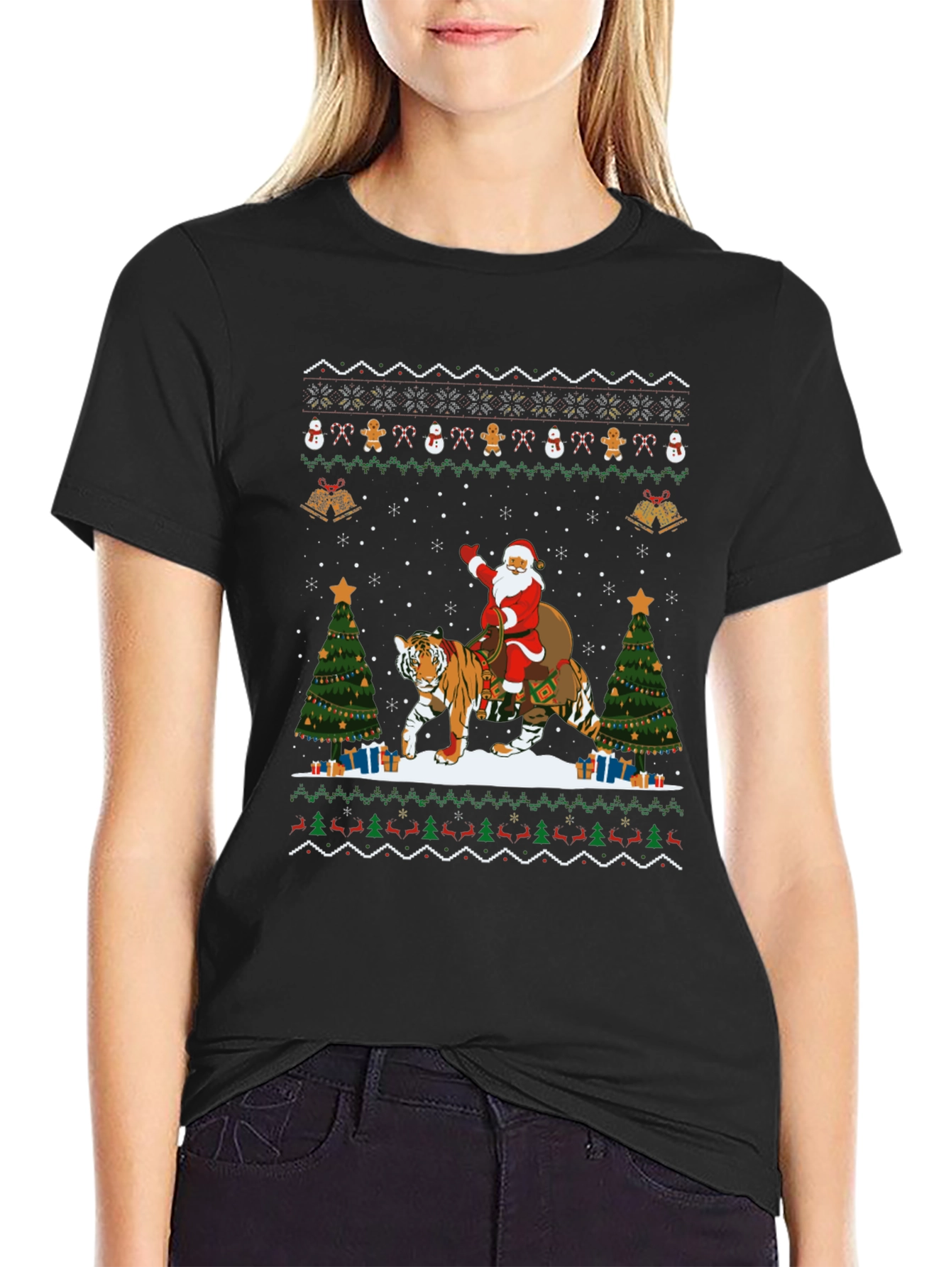 Santa Tiger Christmas Sweater T-Shirt
