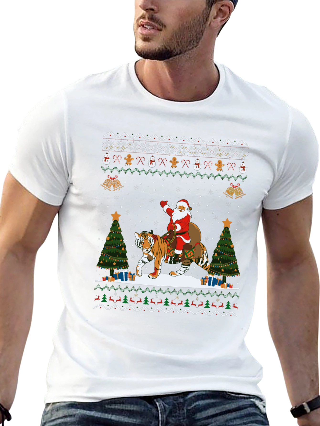 Santa Tiger Christmas Sweater T-Shirt