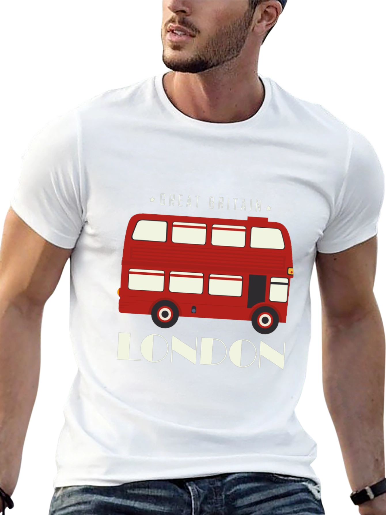 London Bus Graphic T-Shirt - Great Britain Souvenir