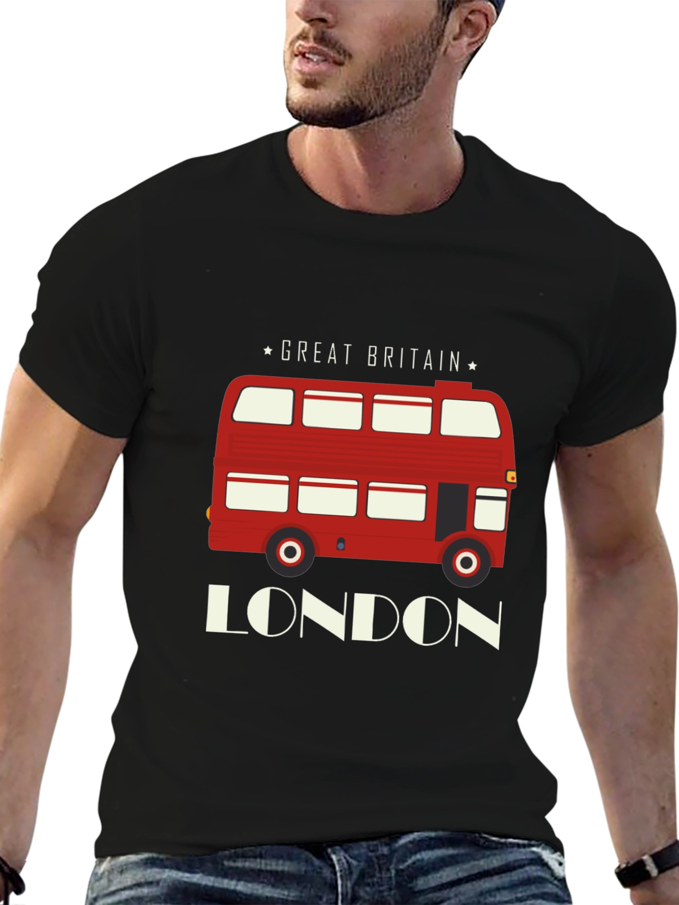 London Bus Graphic T-Shirt - Great Britain Souvenir