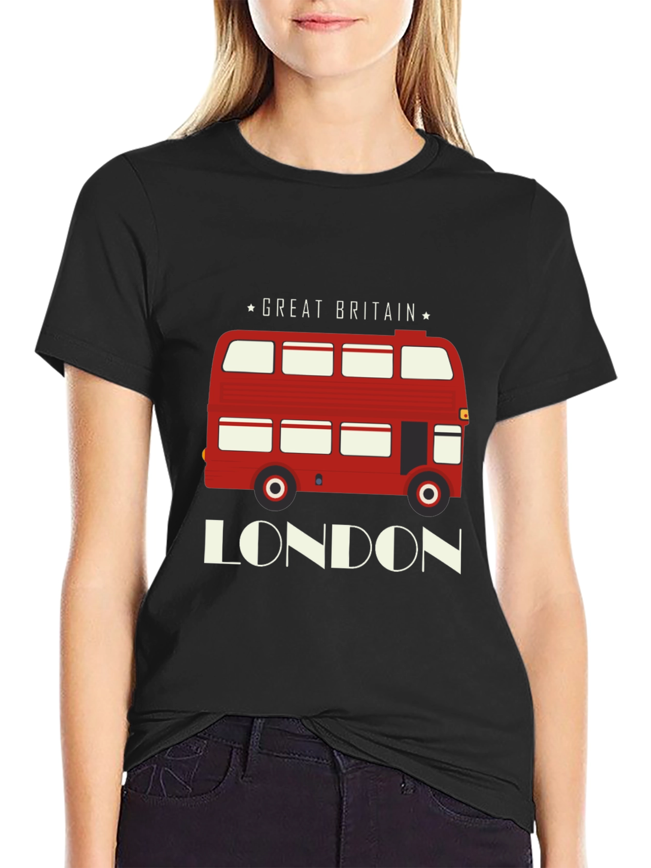London Bus Graphic T-Shirt - Great Britain Souvenir