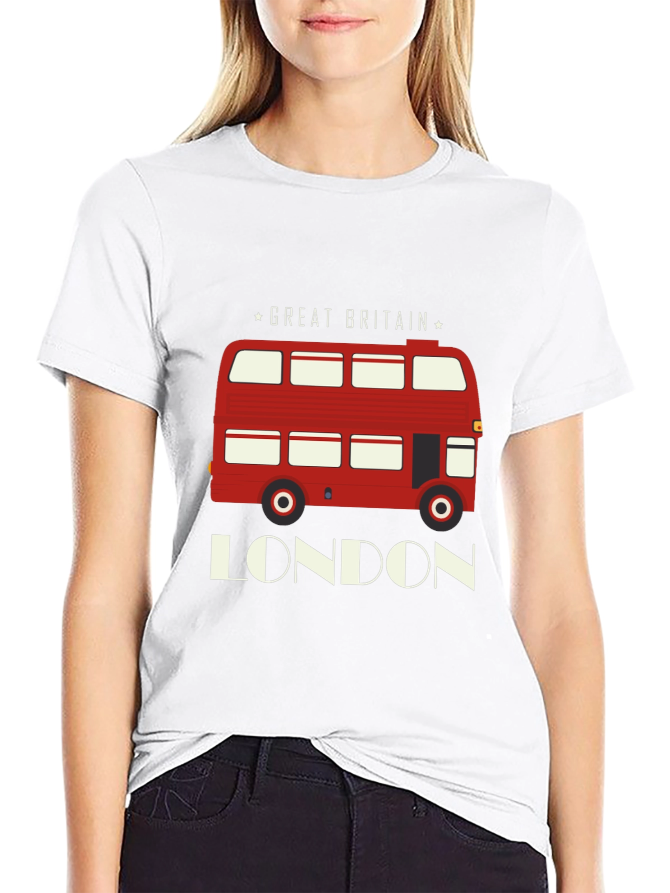 London Bus Graphic T-Shirt - Great Britain Souvenir