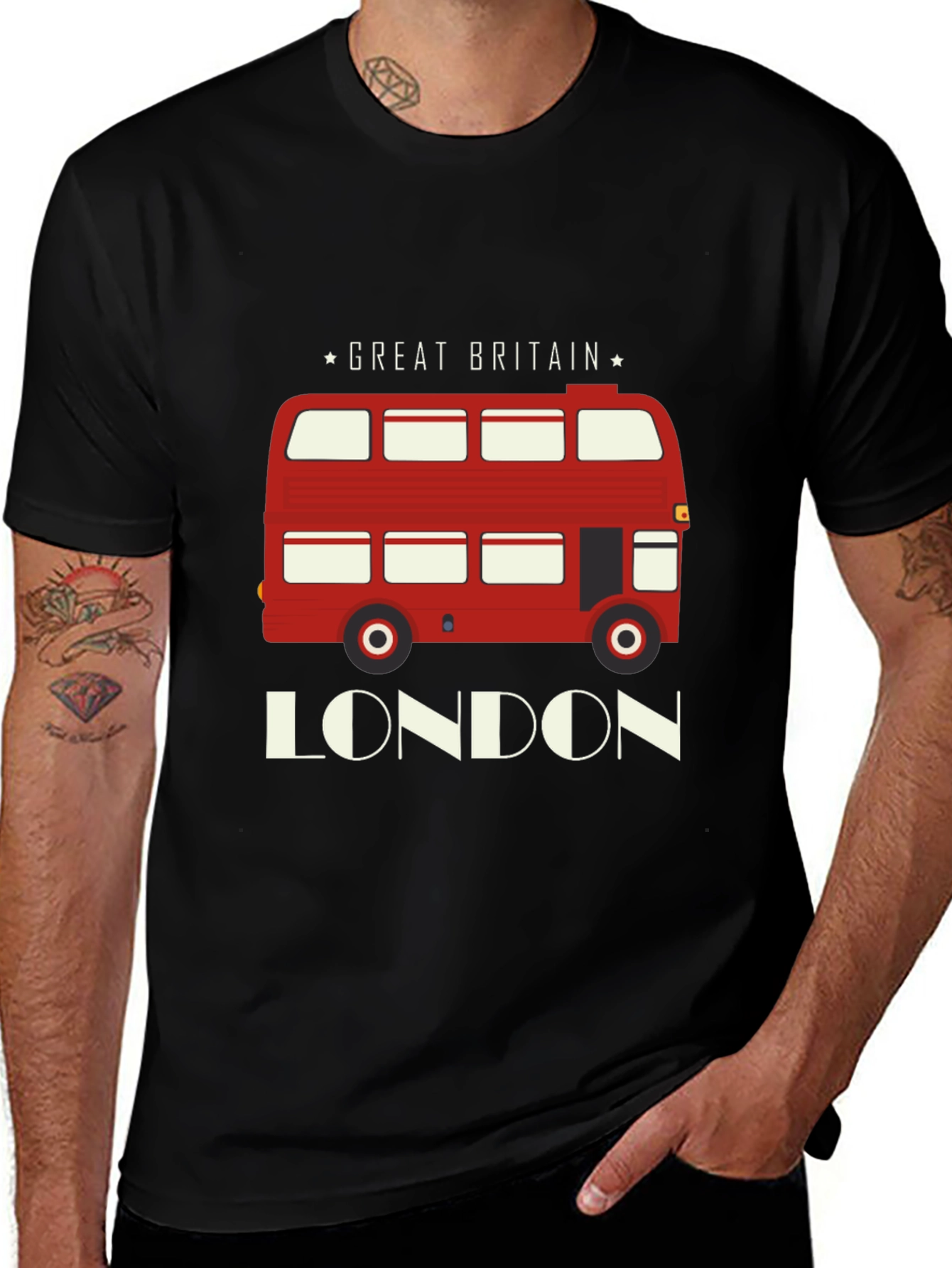 London Bus Graphic T-Shirt - Great Britain Souvenir
