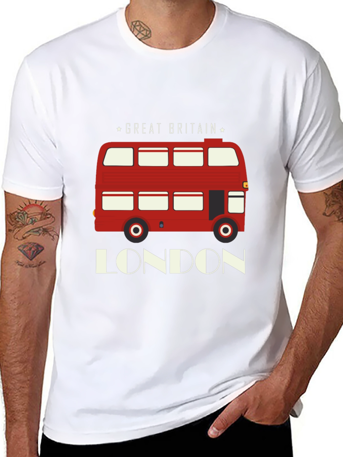 London Bus Graphic T-Shirt - Great Britain Souvenir