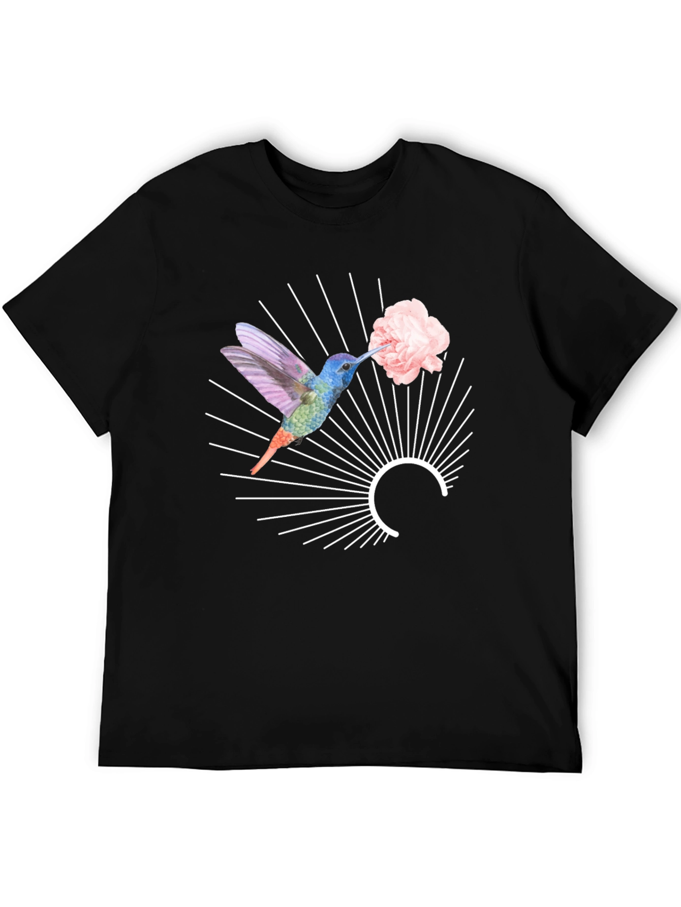 Hummingbird & Flower Graphic Tee - Unique Design