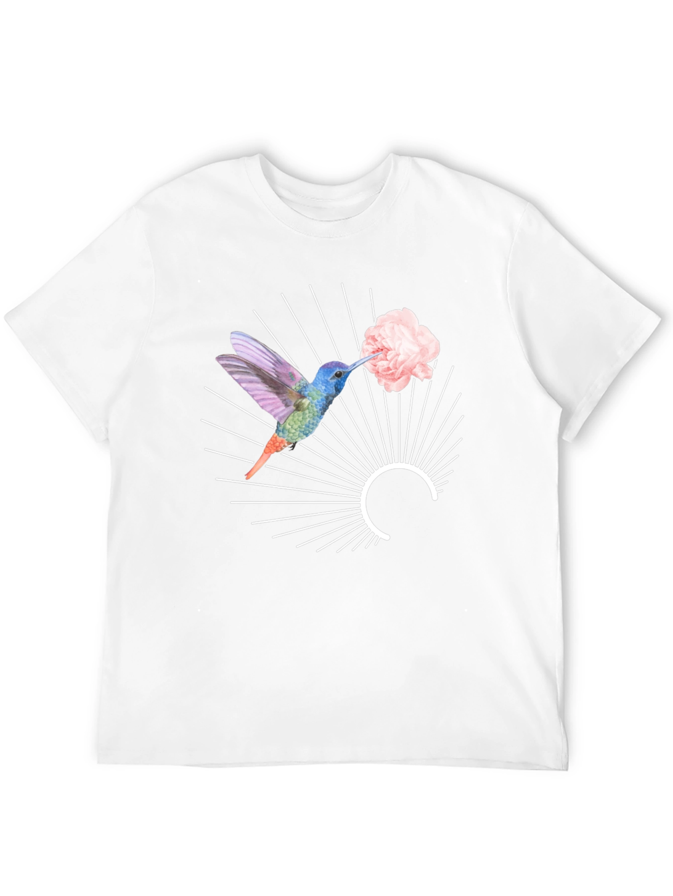 Hummingbird & Flower Graphic Tee - Unique Design