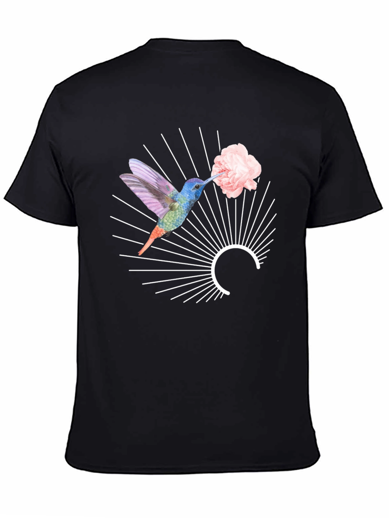 Hummingbird & Flower Graphic Tee - Unique Design