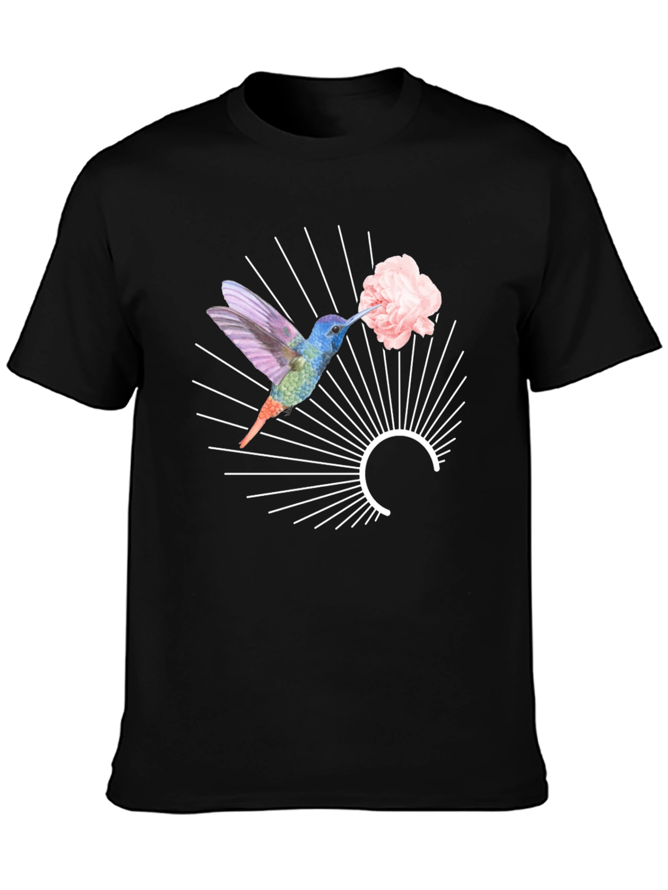 Hummingbird & Flower Graphic Tee - Unique Design