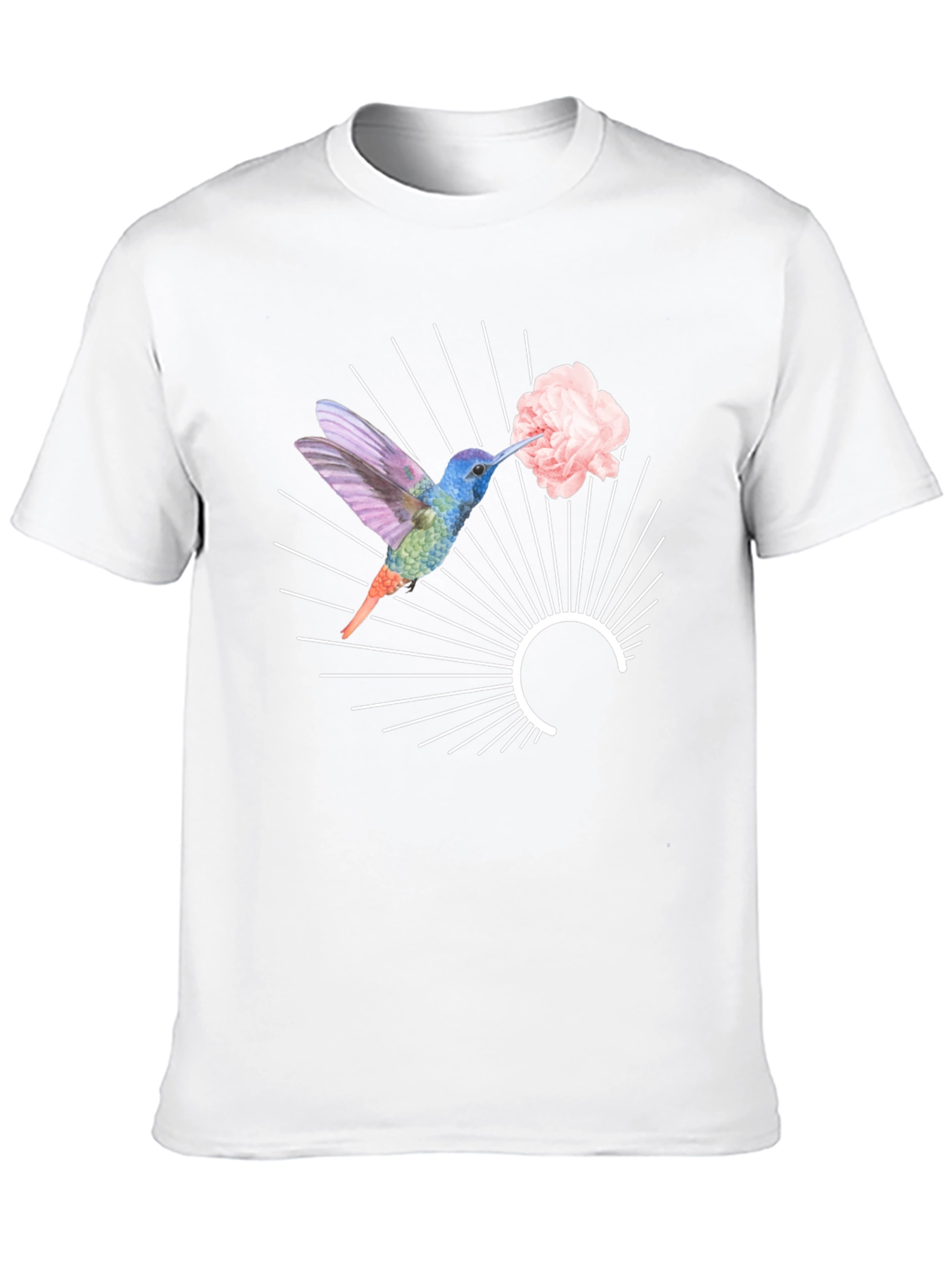 Hummingbird & Flower Graphic Tee - Unique Design