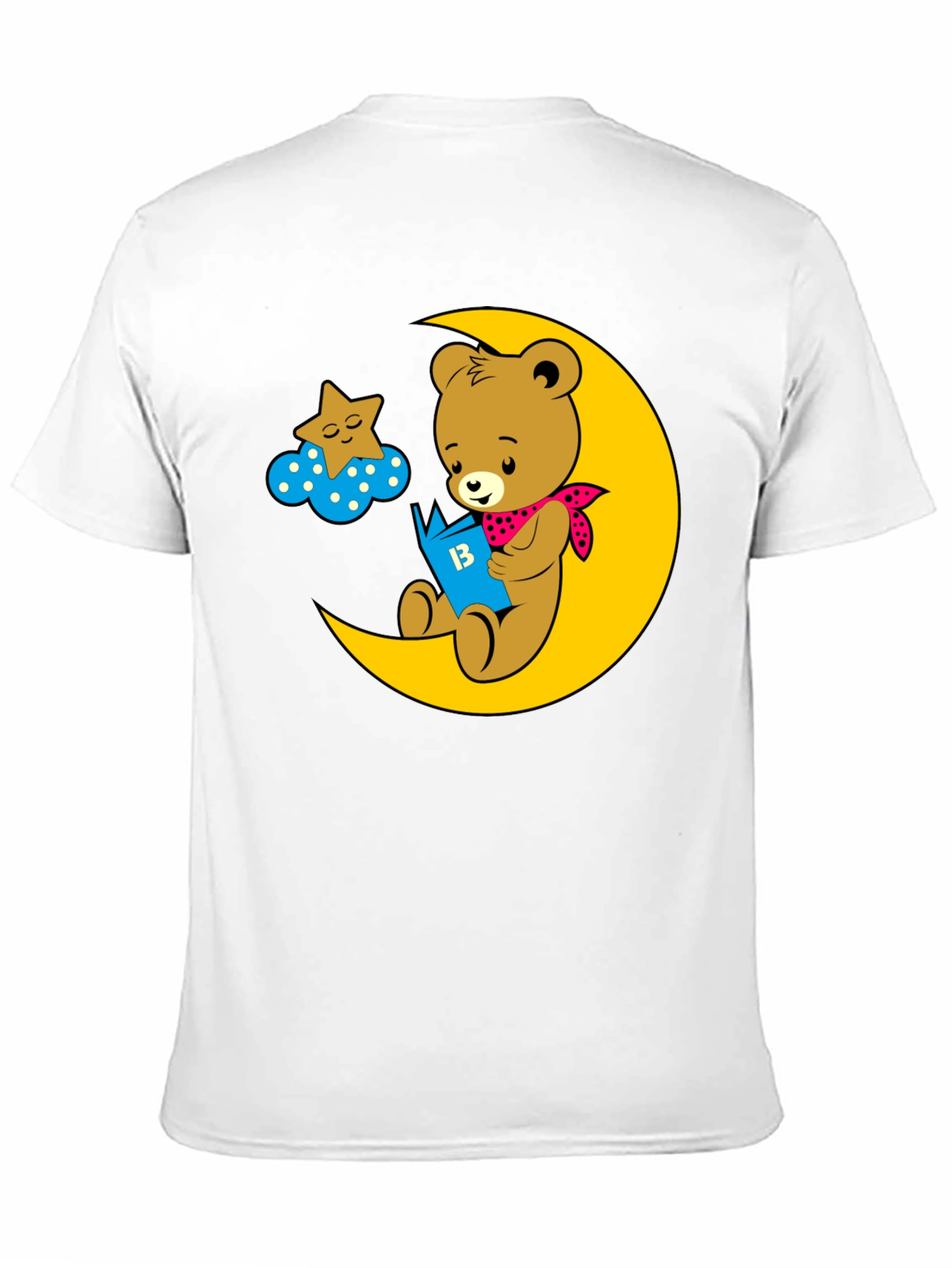 Bear Reading on Moon Graphic Tee - Black