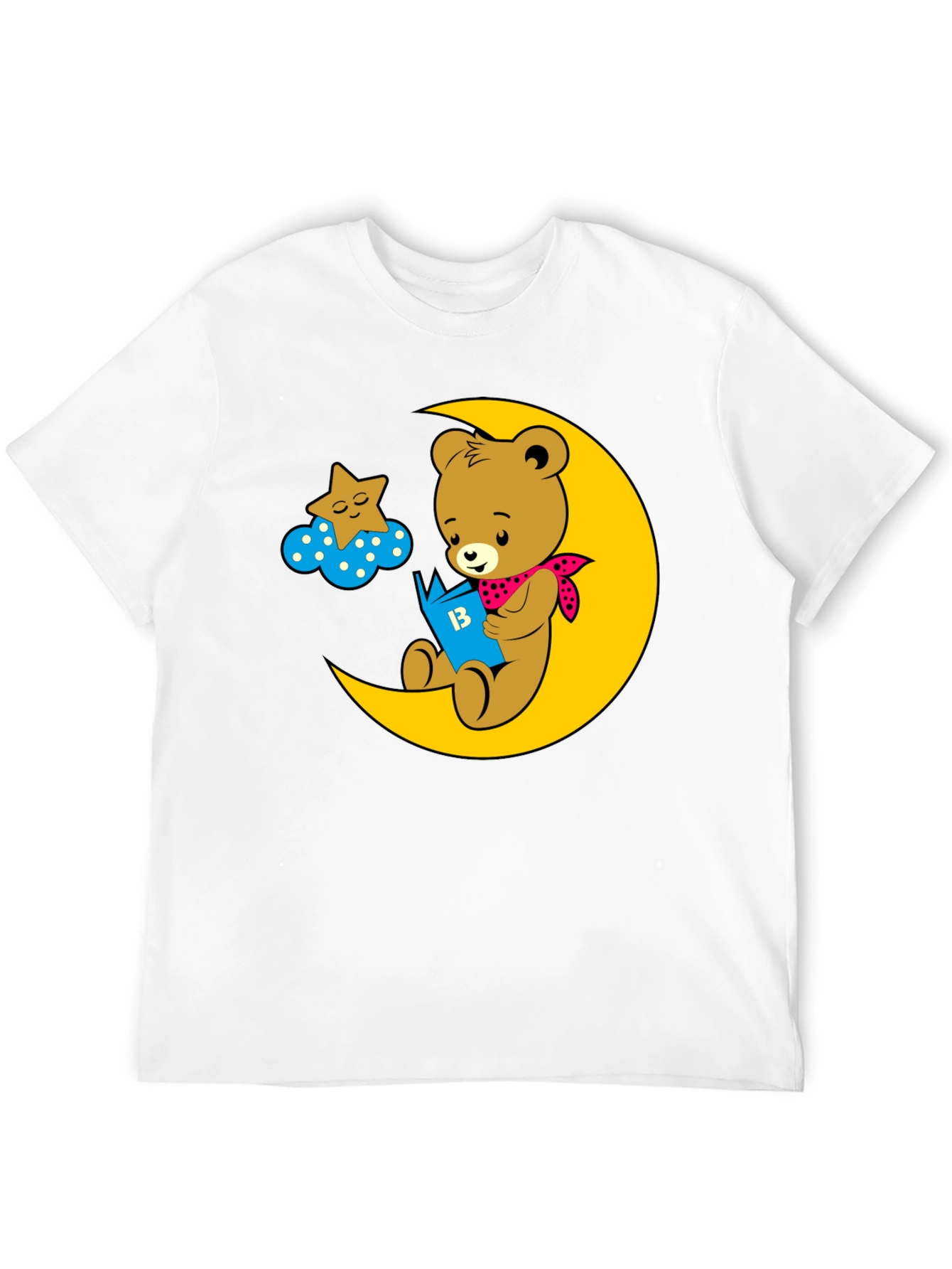 Bear Reading on Moon Graphic Tee - Black