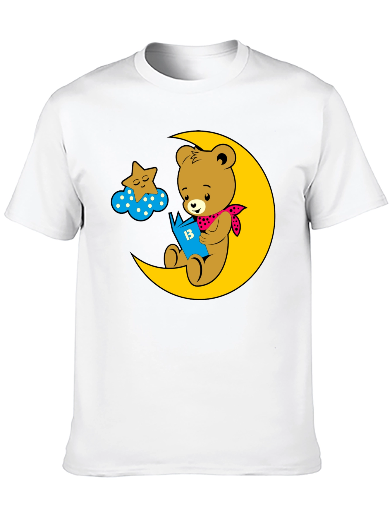 Bear Reading on Moon Graphic Tee - Black