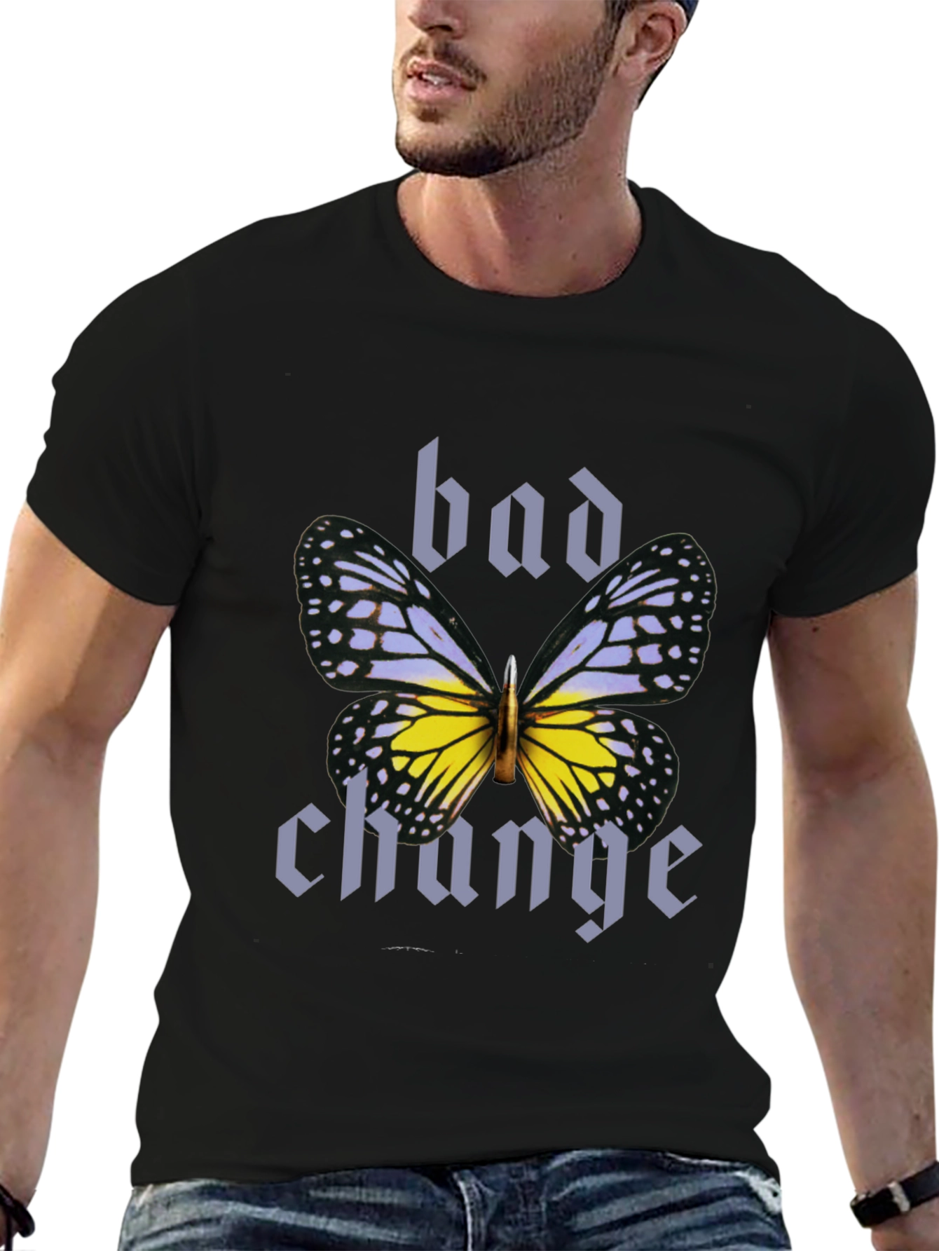 Bad Change Butterfly Graphic Black T-Shirt