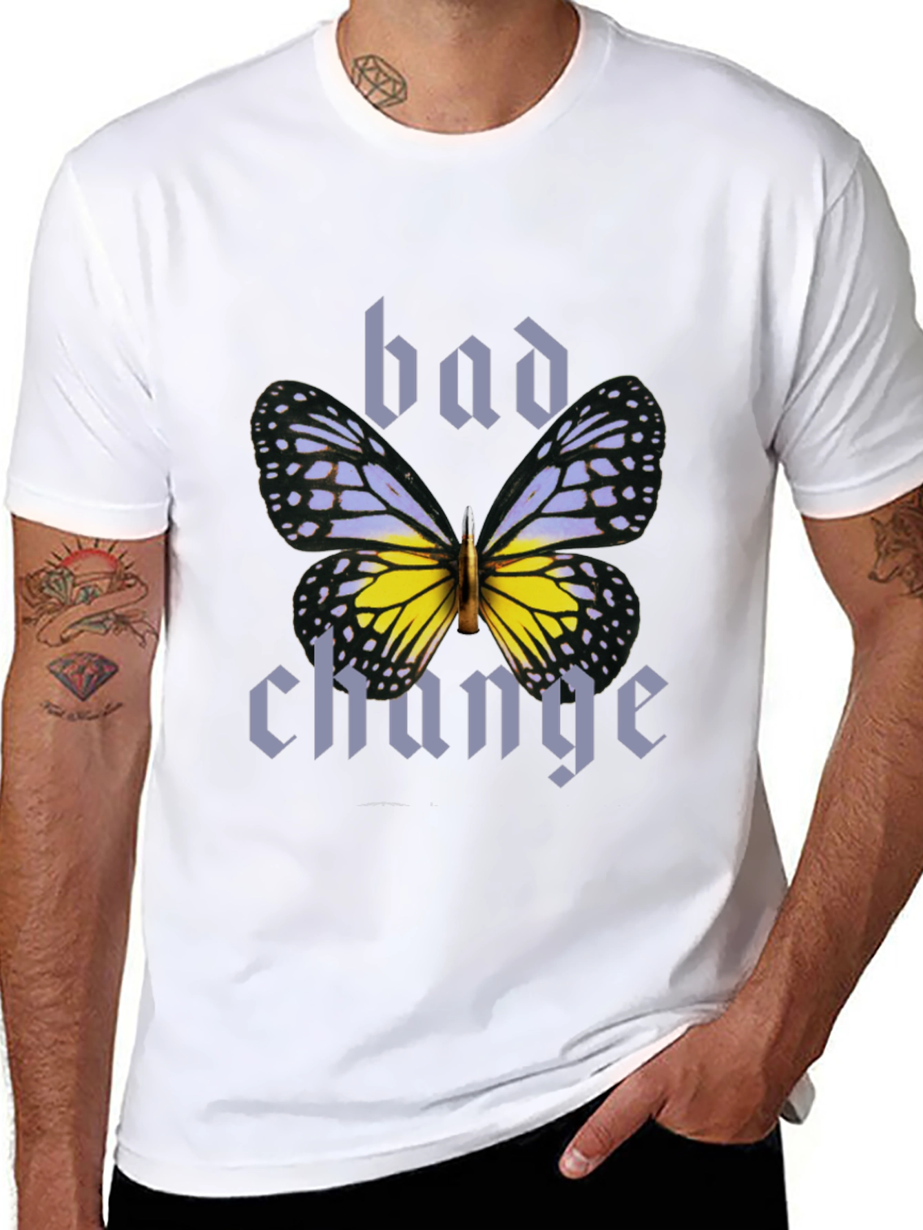 Bad Change Butterfly Graphic Black T-Shirt