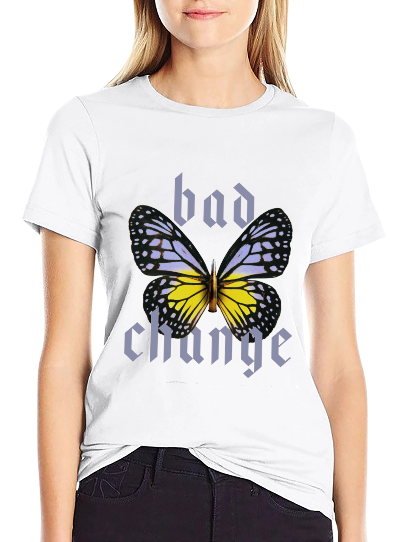 Bad Change Butterfly Graphic Black T-Shirt
