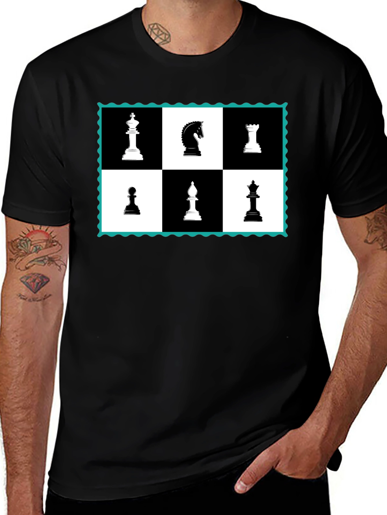 Chess Piece Graphic Black T-Shirt
