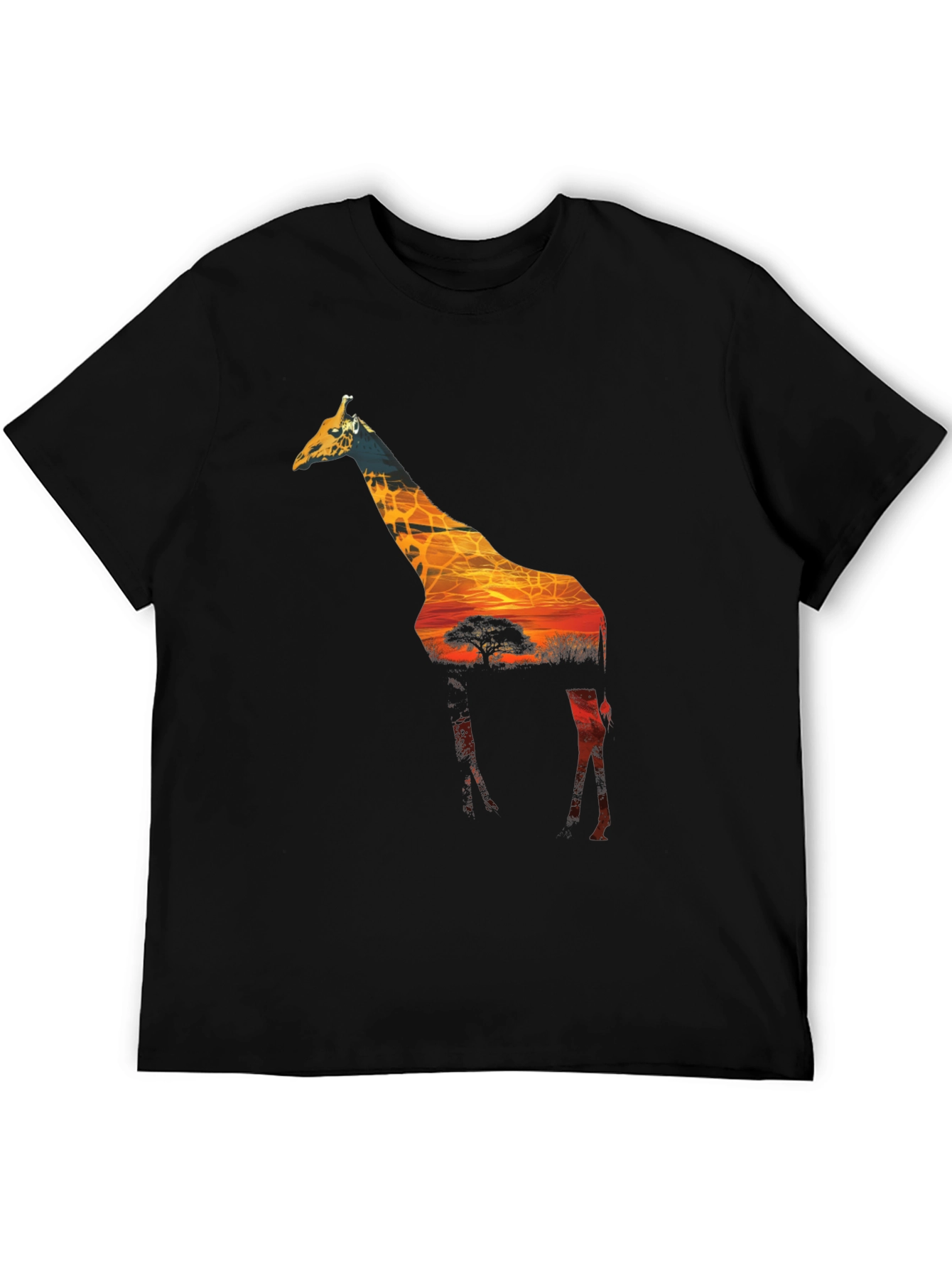 Giraffe Sunset Graphic Tee - Black Unisex Shirt