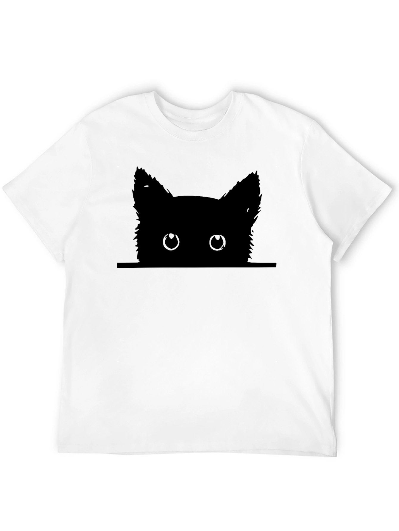 Peeking Cat Graphic Tee - Cute Black T-Shirt