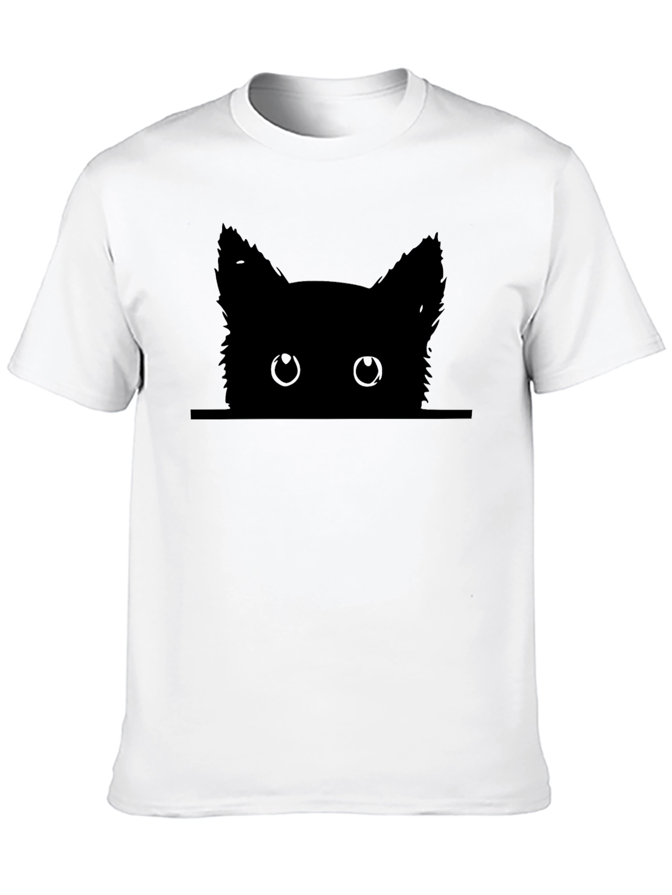 Peeking Cat Graphic Tee - Cute Black T-Shirt