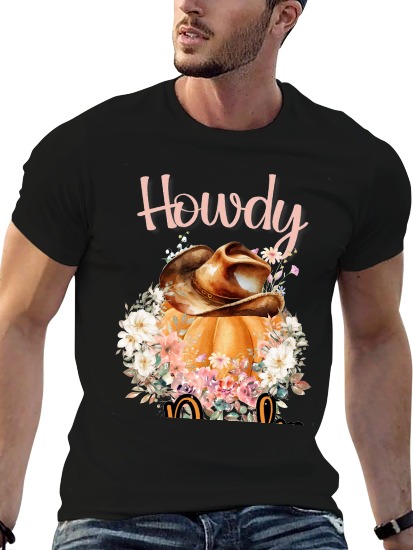 Howdy Pumpkin Cowboy Hat Graphic Tee