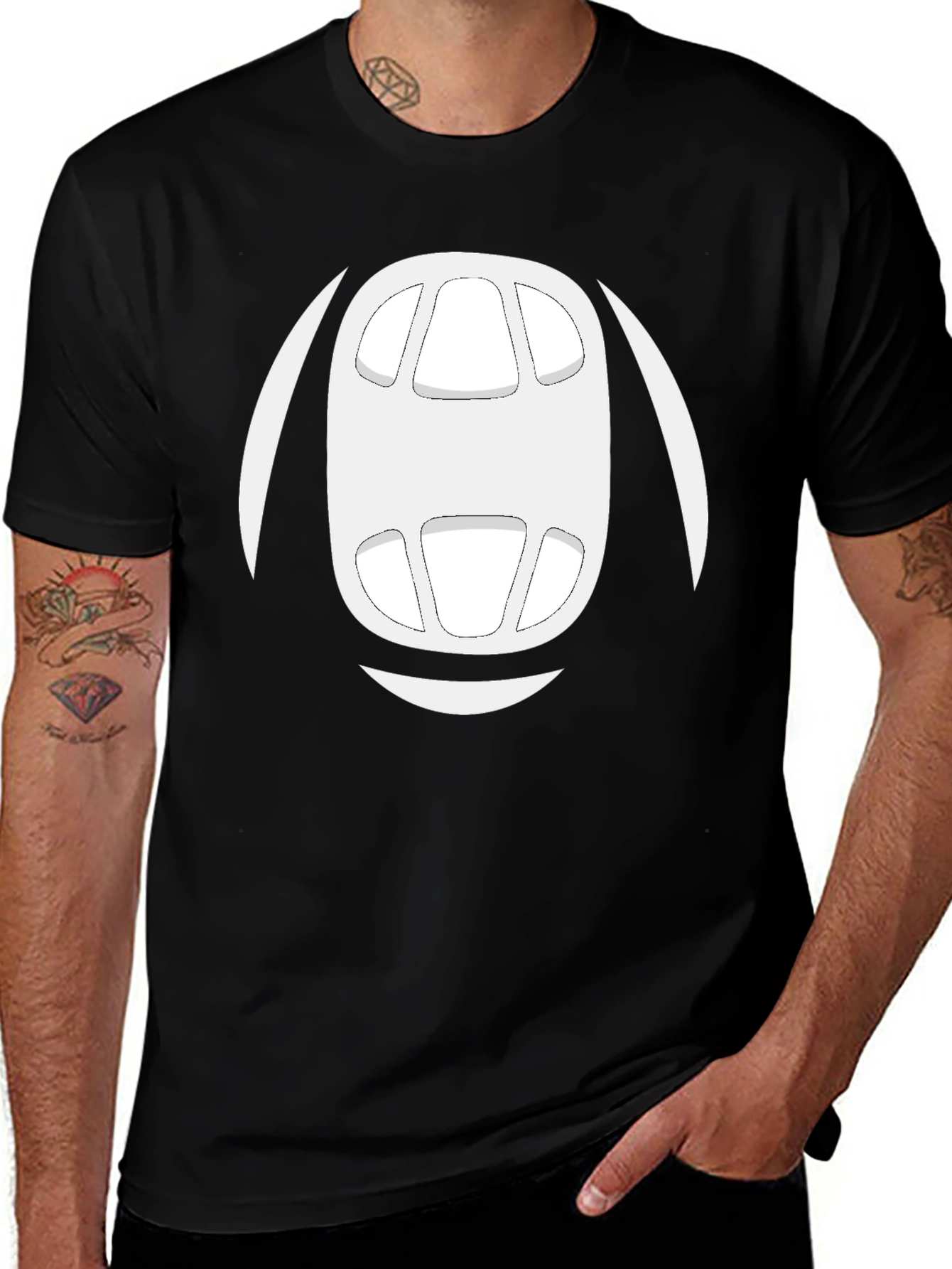 Abstract Face Graphic Tee - Mens Black T-Shirt