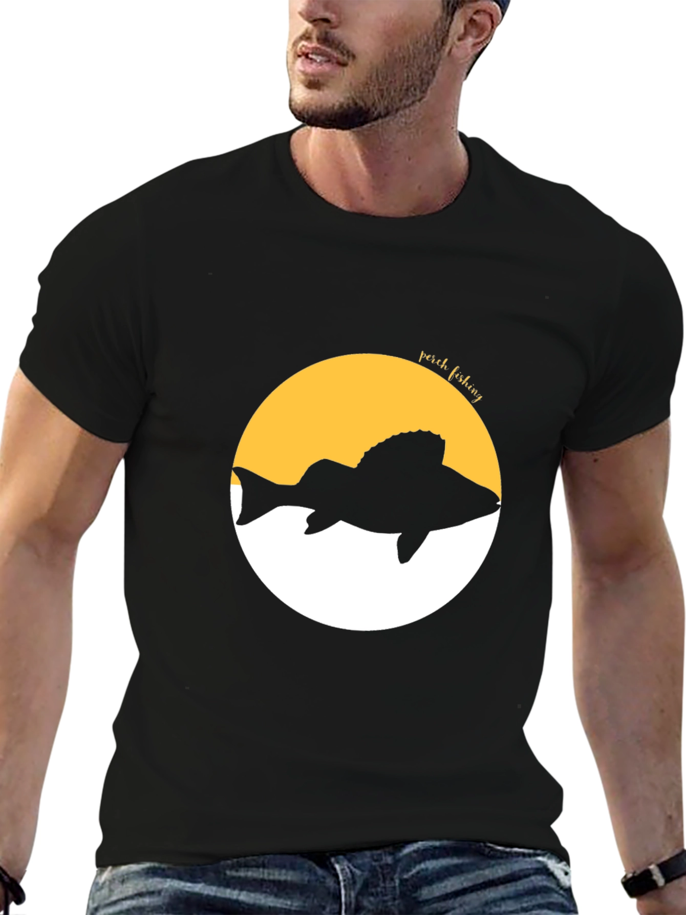 Perch Fishing Graphic Tee - Black