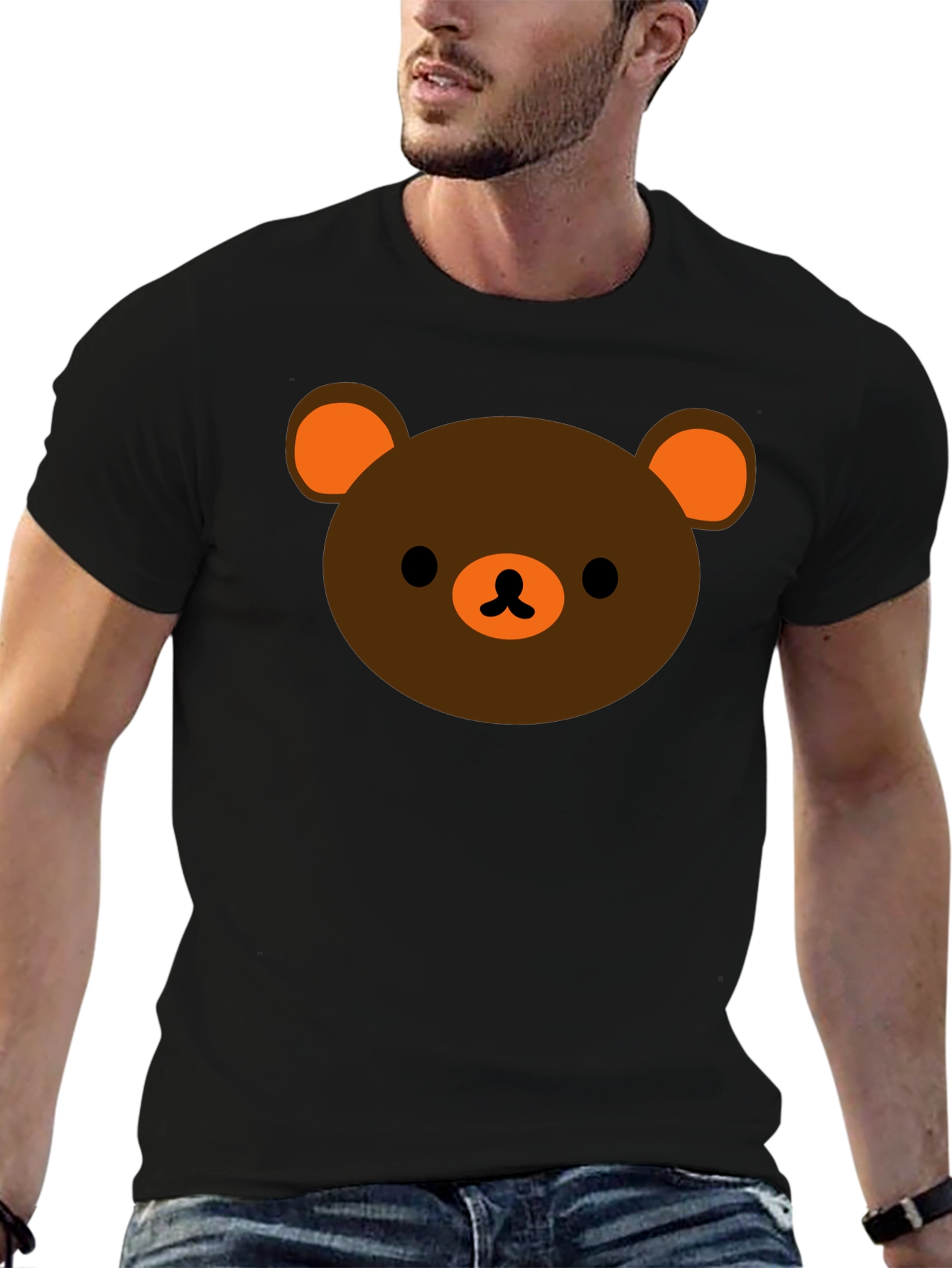 Cute Bear Graphic Black T-Shirt