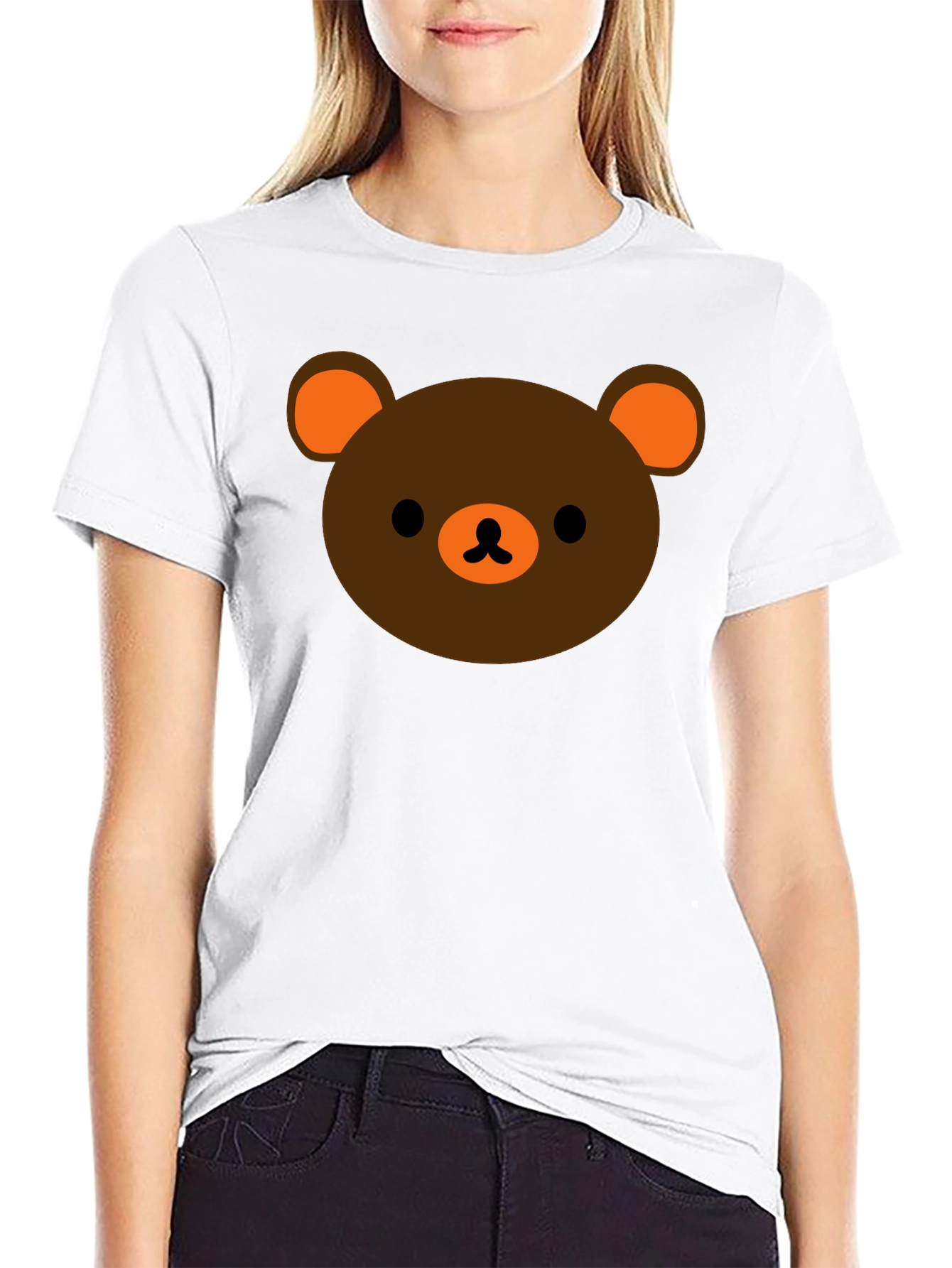 Cute Bear Graphic Black T-Shirt