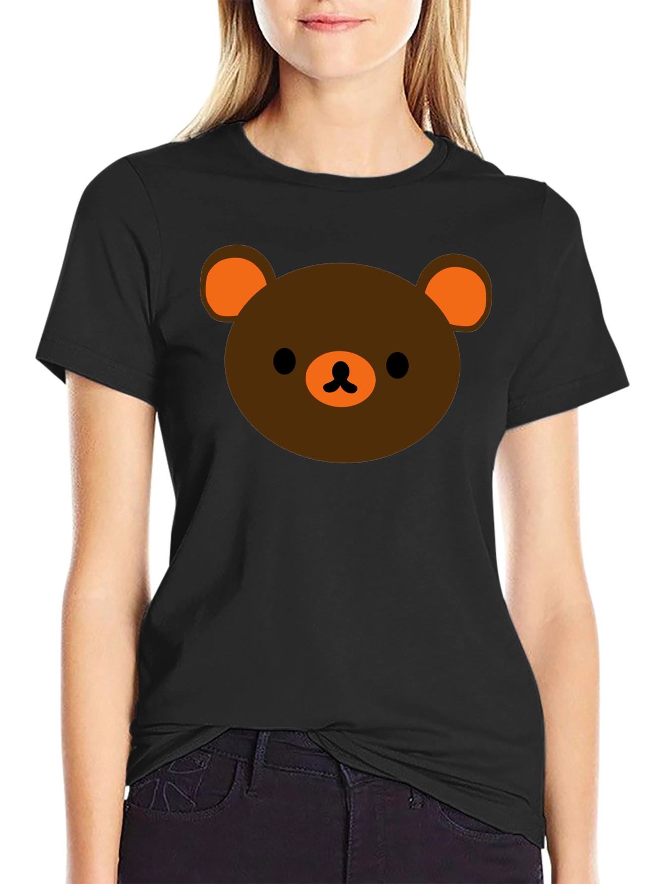 Cute Bear Graphic Black T-Shirt