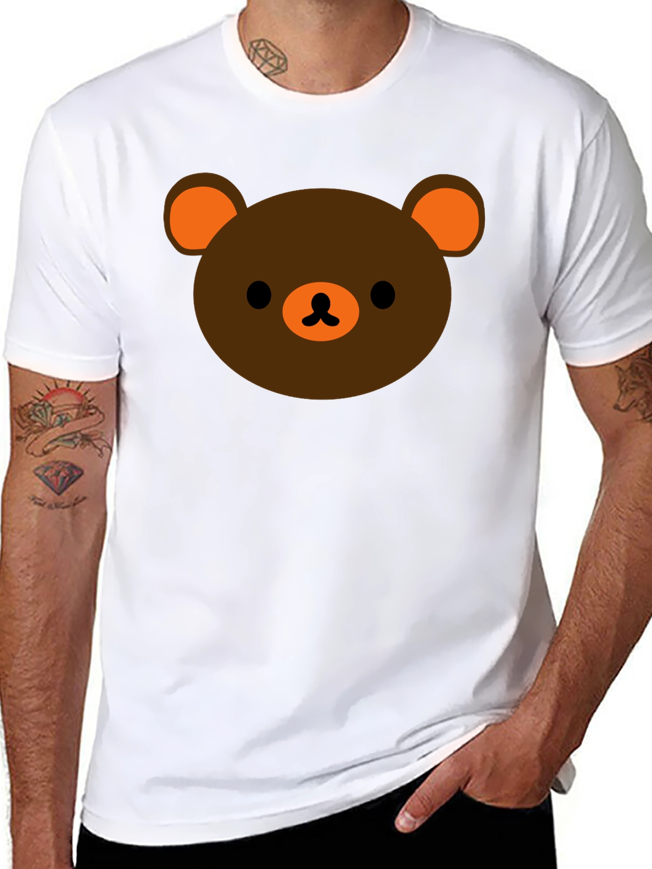 Cute Bear Graphic Black T-Shirt